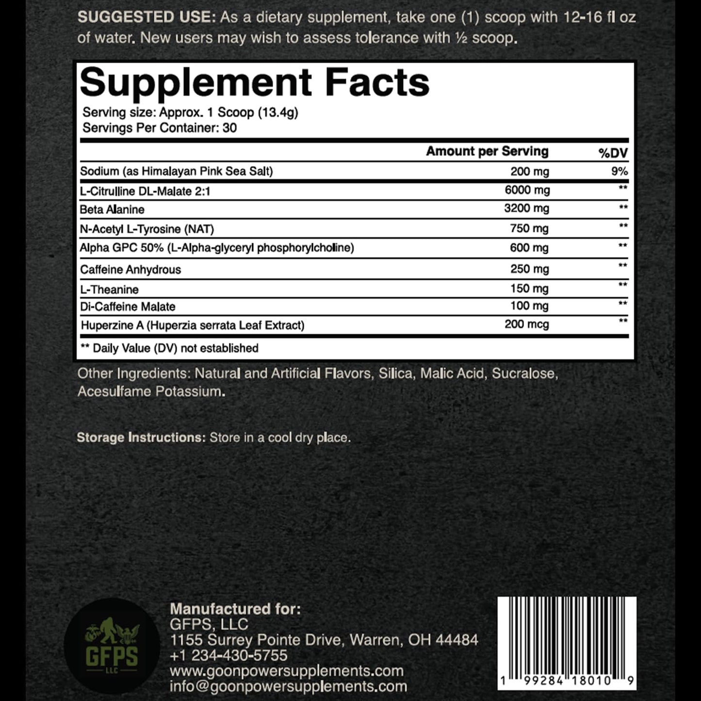GOON Power Pre-Workout Powder Raspberry Rampage 14.8 oz