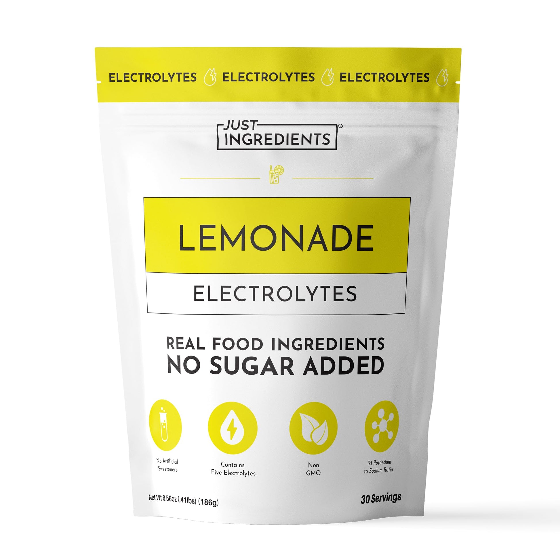JUST INGREDIENTS Lemonade Electrolytes No Sugar Powder 30 Servings