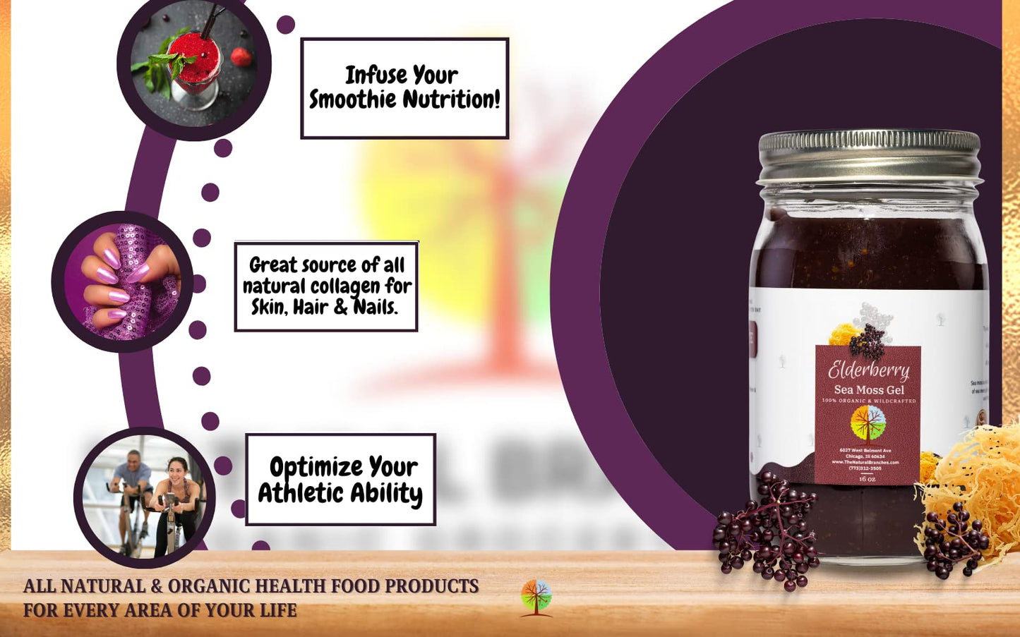 The Natural Branches Organic Elderberry Sea Moss Gel Softgel 1 Count