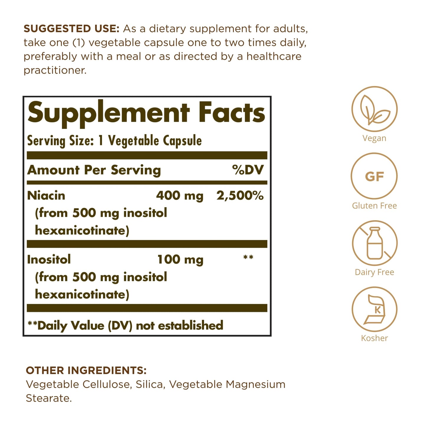 Solgar No-Flush Niacin 500mg Capsule 100 Count