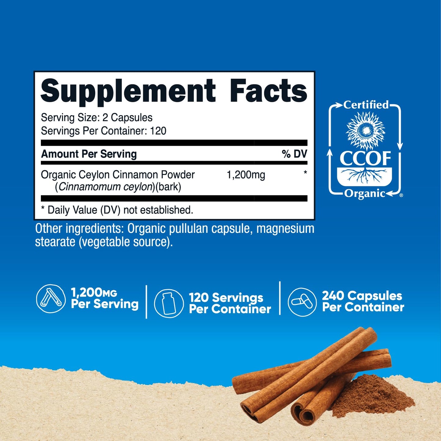 Nutricost Ceylon Cinnamon Capsules 240 Capsules