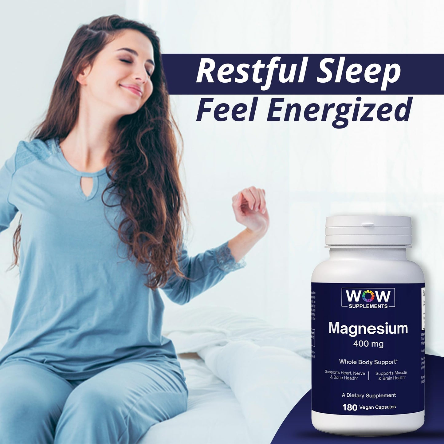 WOW Supplements Magnesium 400 mg Complex Capsule, 180 Capsules