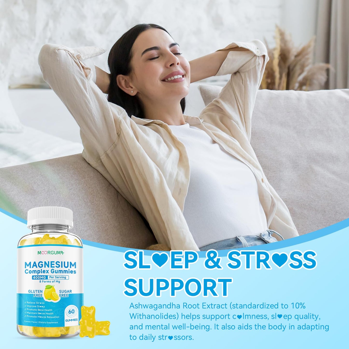 MOORGUMY Magnesium Complex Gummies 120 Count