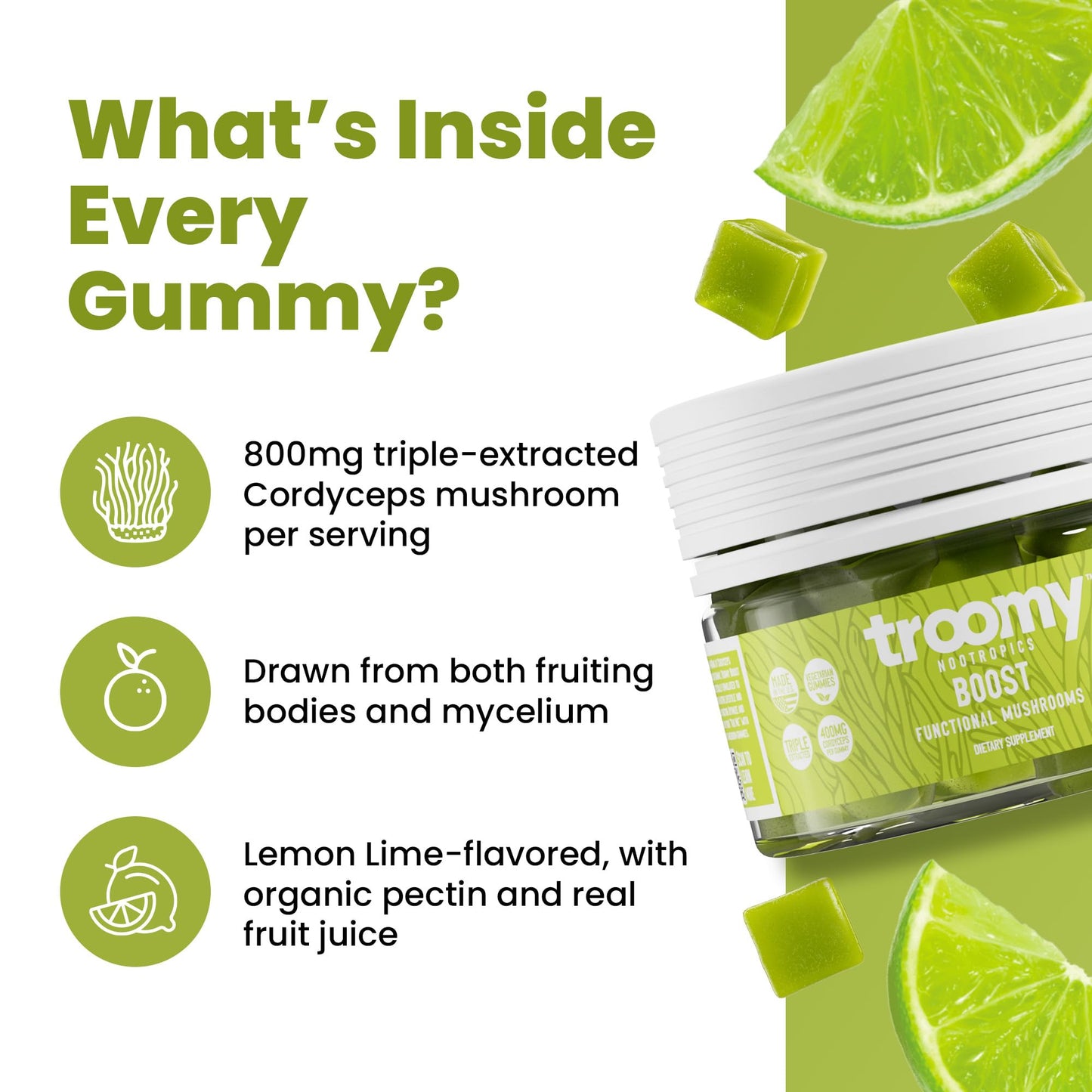 Troomy Nootropics Cordyceps Mushroom Gummies 30 Count