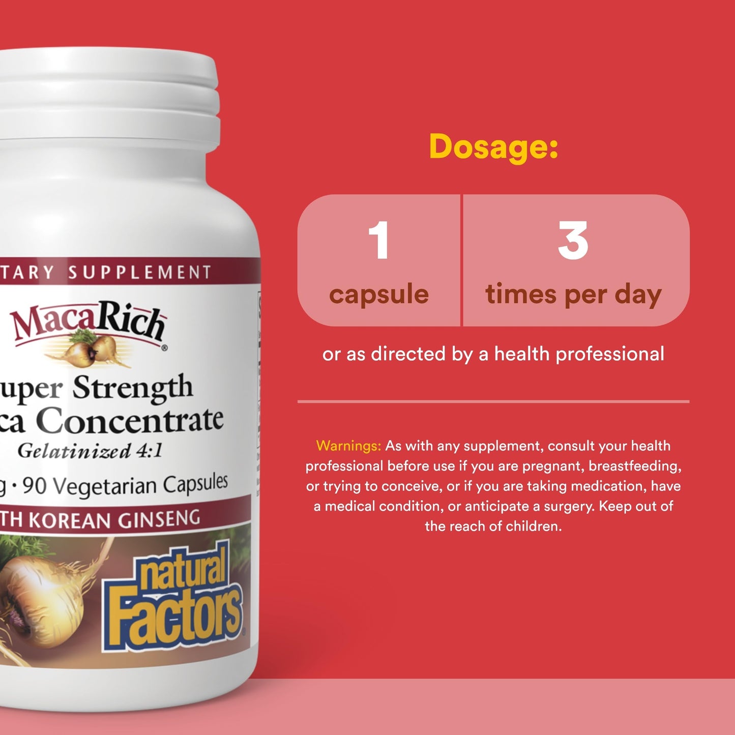 Natural Factors MacaRich Super Strength Power Maca Capsules, 90