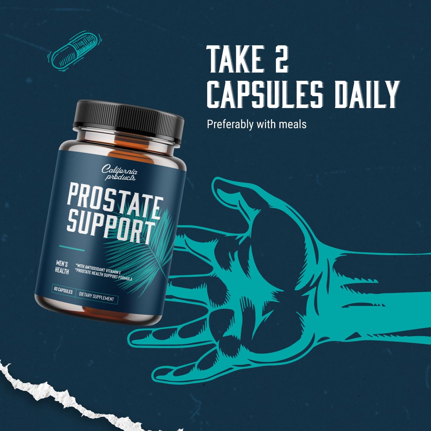 California Products Prostate Support Supplement for Men with Pygeum & Saw Palmetto Capsule, 60 Count