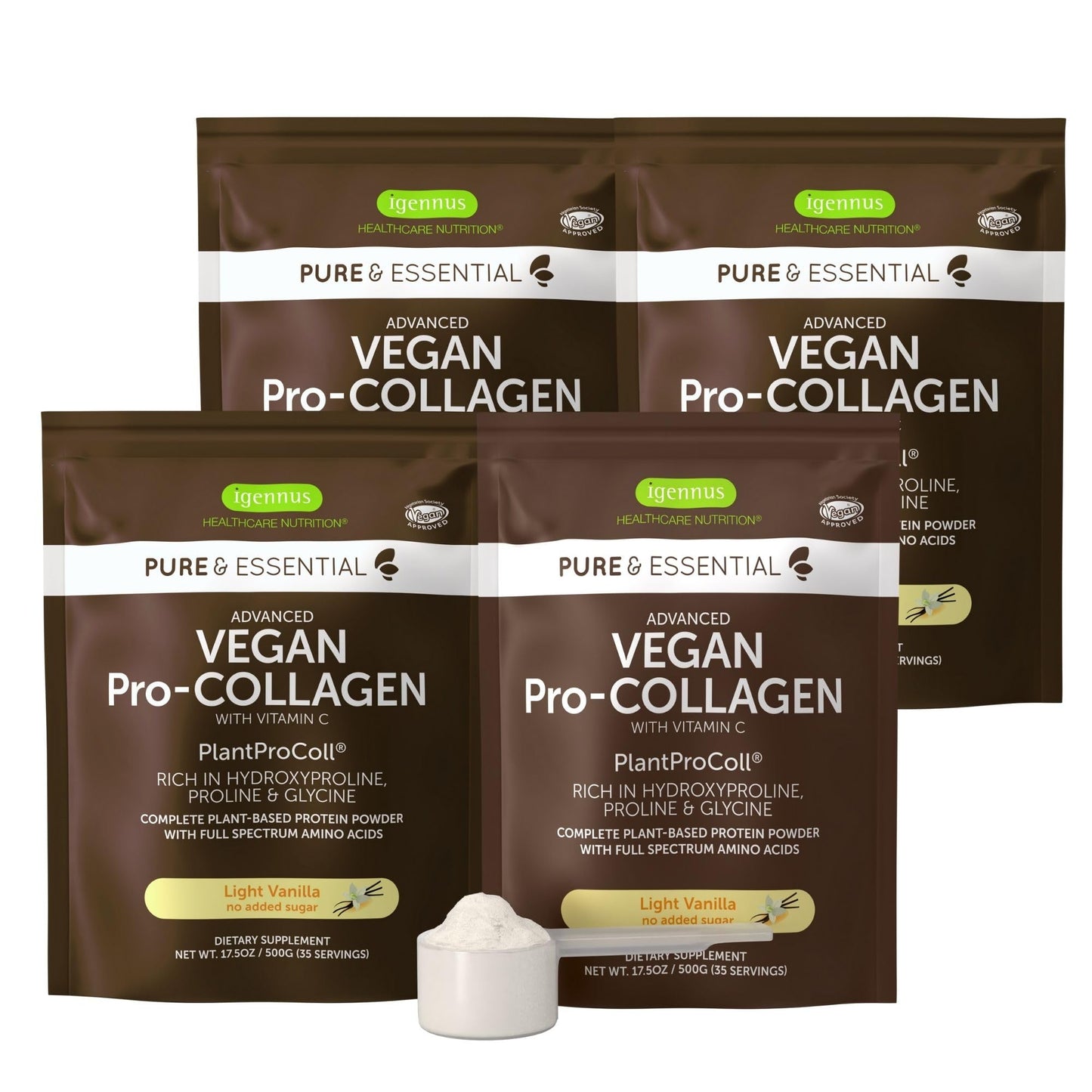 Igennus Healthcare Nutrition Advanced Vegan Vanilla Collagen Peptide Powder 70.5 Servings