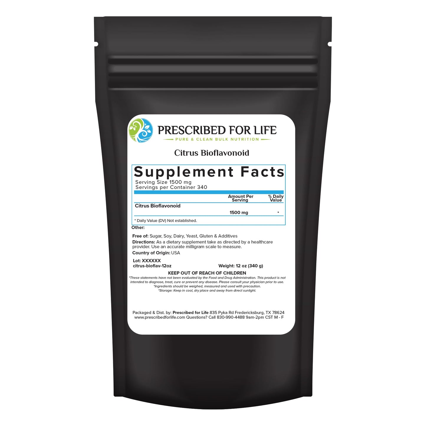 Prescribed For Life Citrus Bioflavonoids Powder, 11.99 Ounce (Pack of 1)