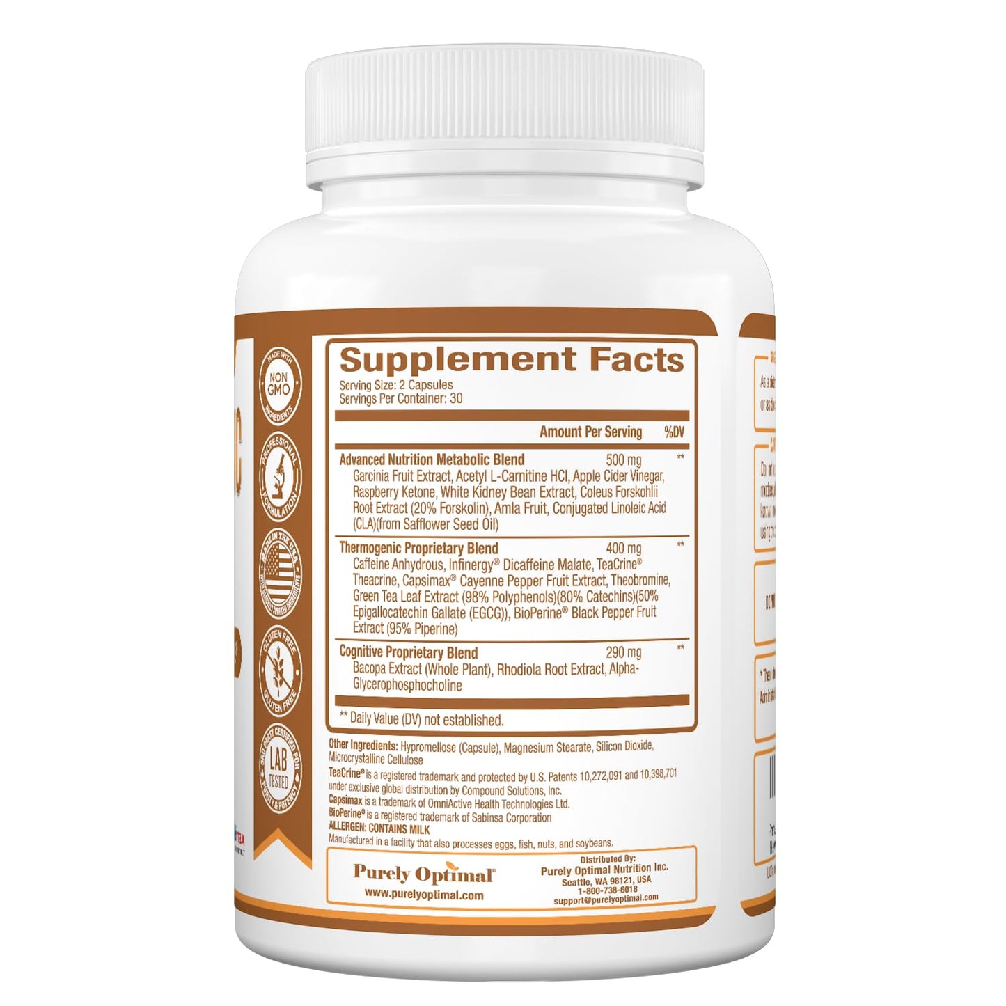 Purely Optimal Thermogenic Fat Burner for Women - Advanced Metabolism Support & Energy Booster, 60 Capsules