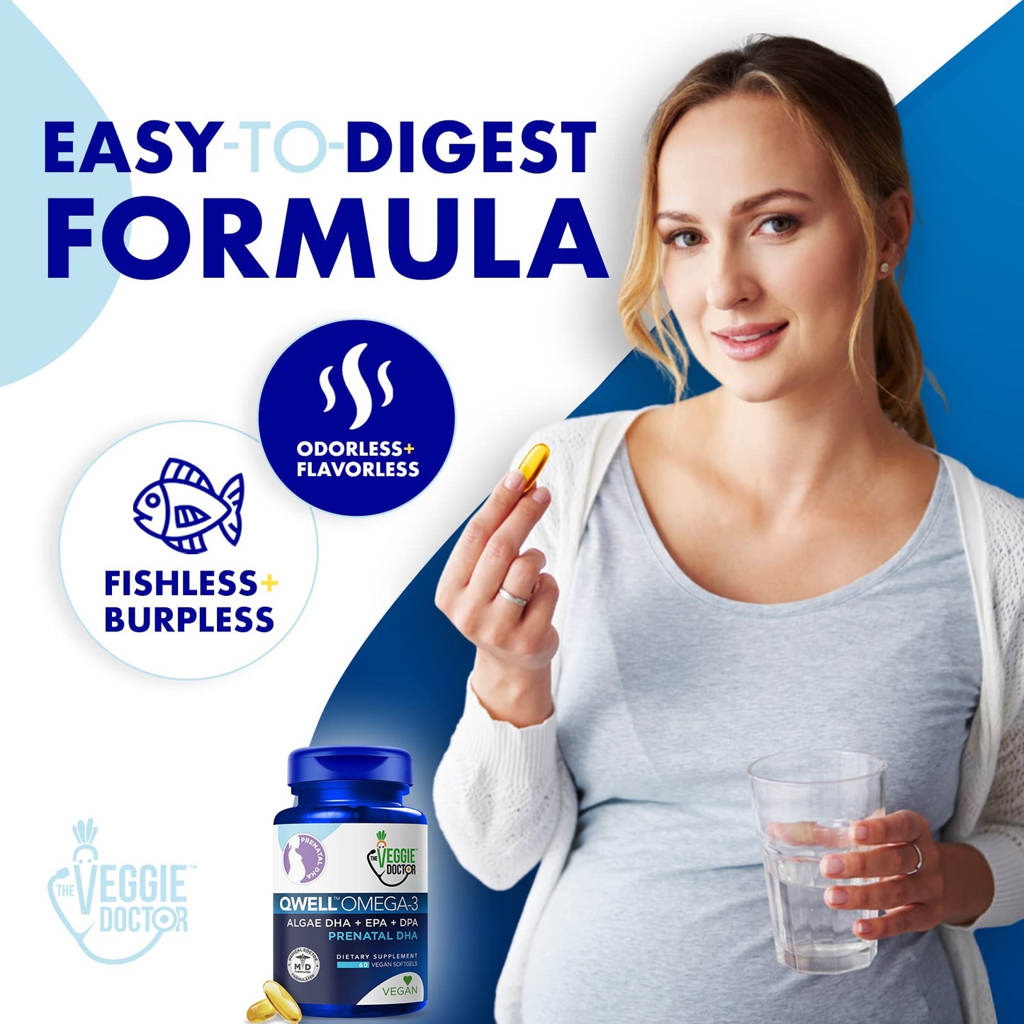 The Veggie Doctor Vegan Prenatal Vitamins with DHA Softgels 60 Count