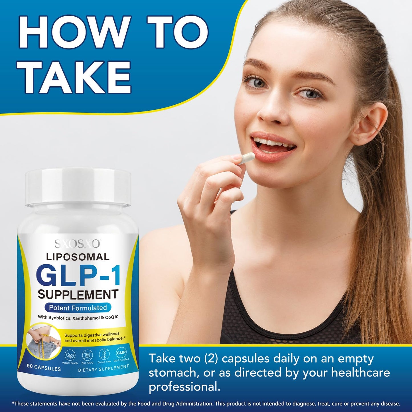 SXOSXO GLP-1 Supplement – Appetite Control Formula with Synbiotics Capsule, 90 Capsules