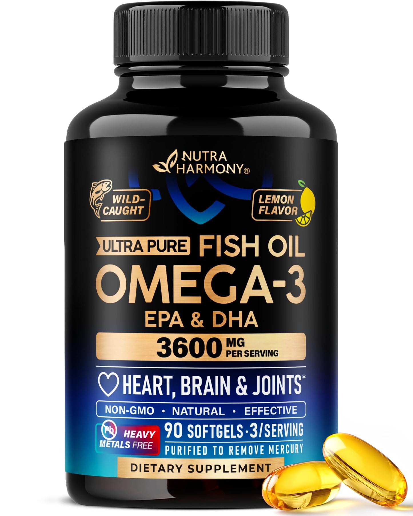 NUTRAHARMONY Omega 3 Fish Oil 3600 mg Softgels 90