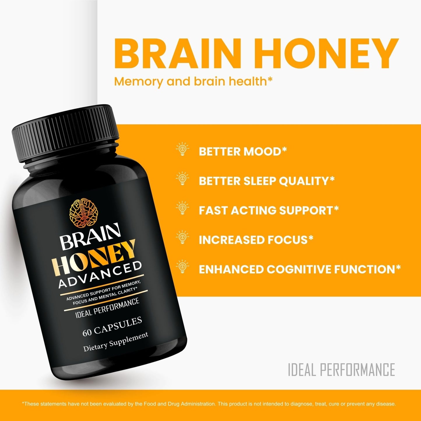 IDEAL PERFORMANCE Brain Honey Capsules, 120 Capsules
