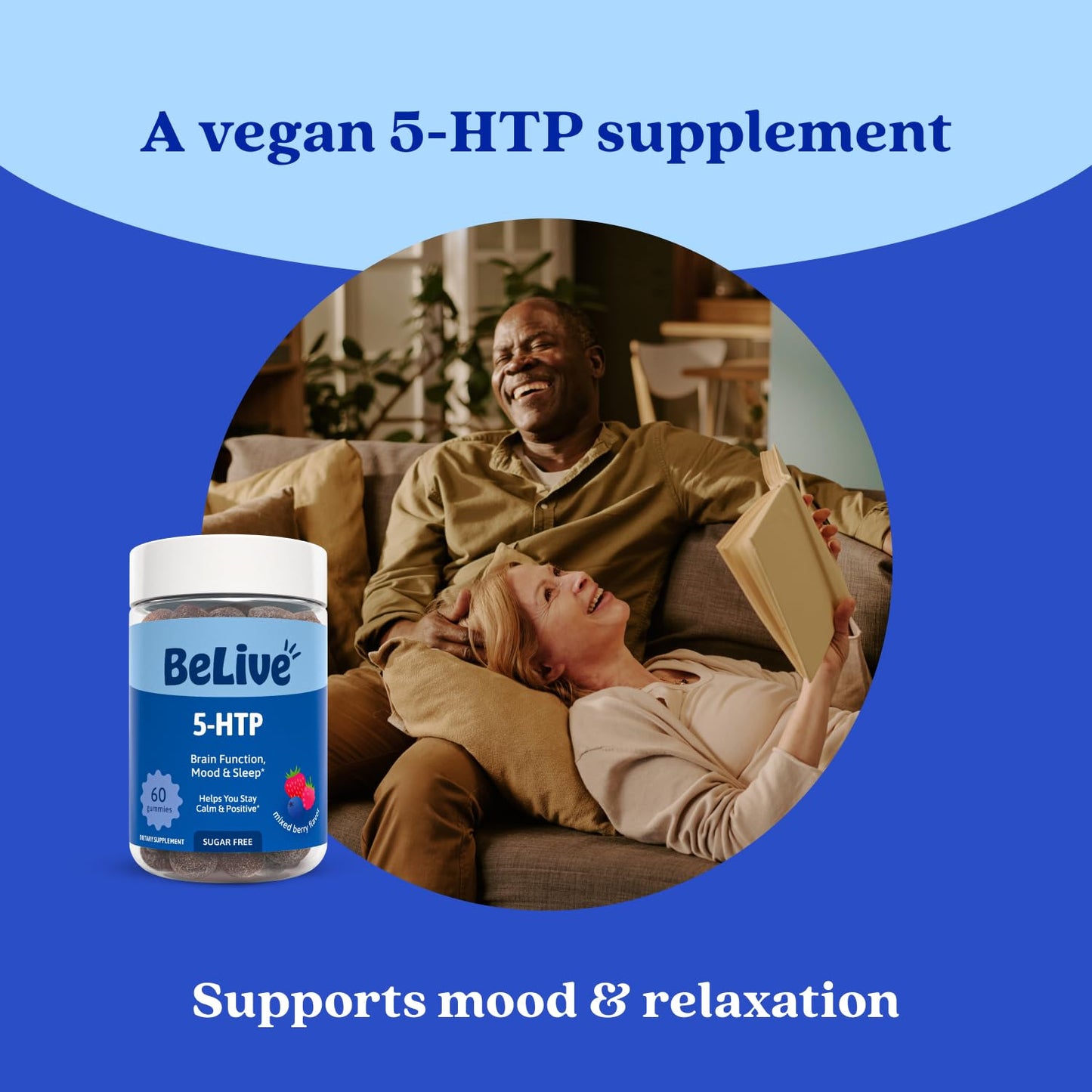 BeLive 5-HTP Zero Sugar Gummies, 60 Count
