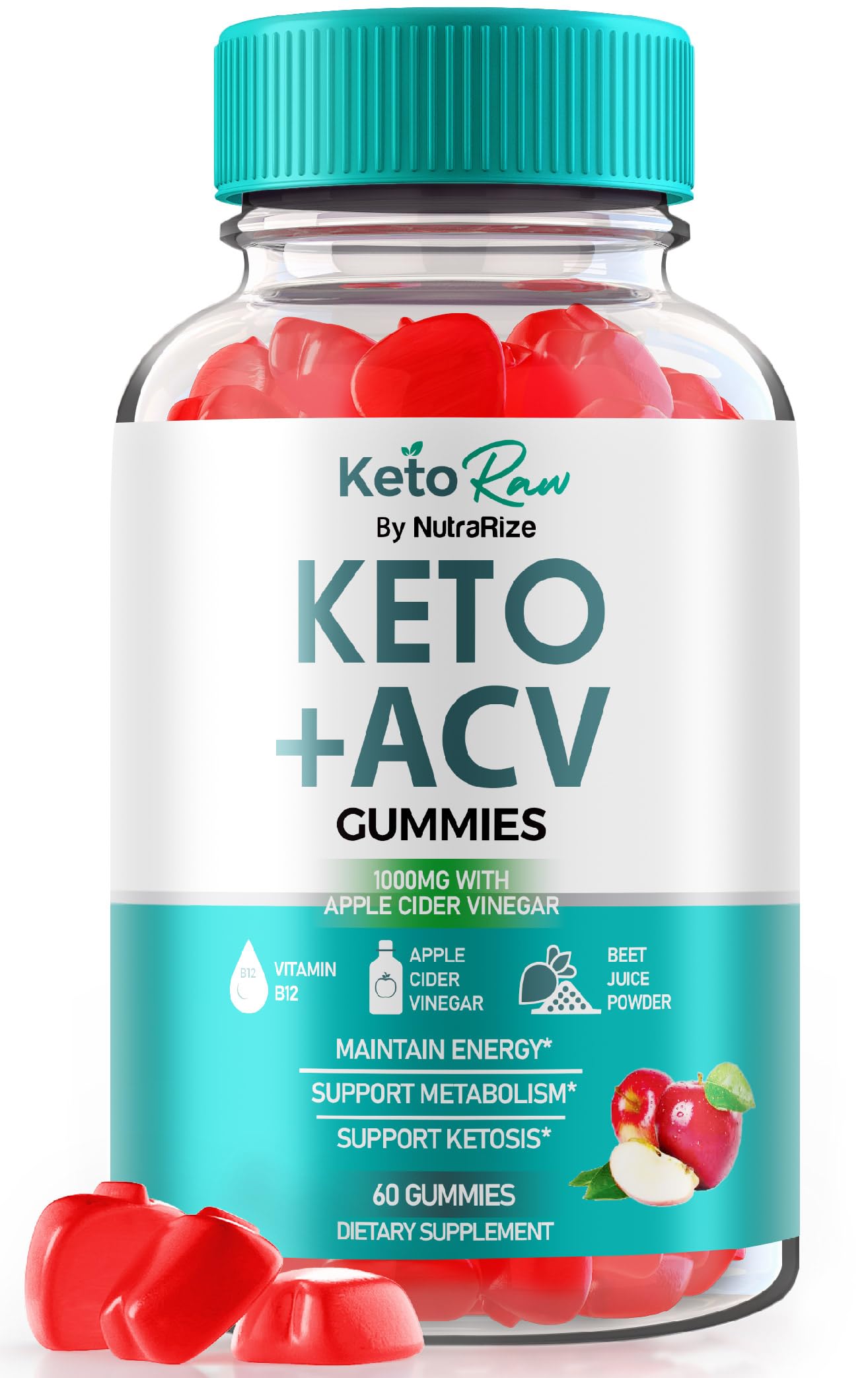 NutraRize Keto Raw ACV Gummies, 60 Count