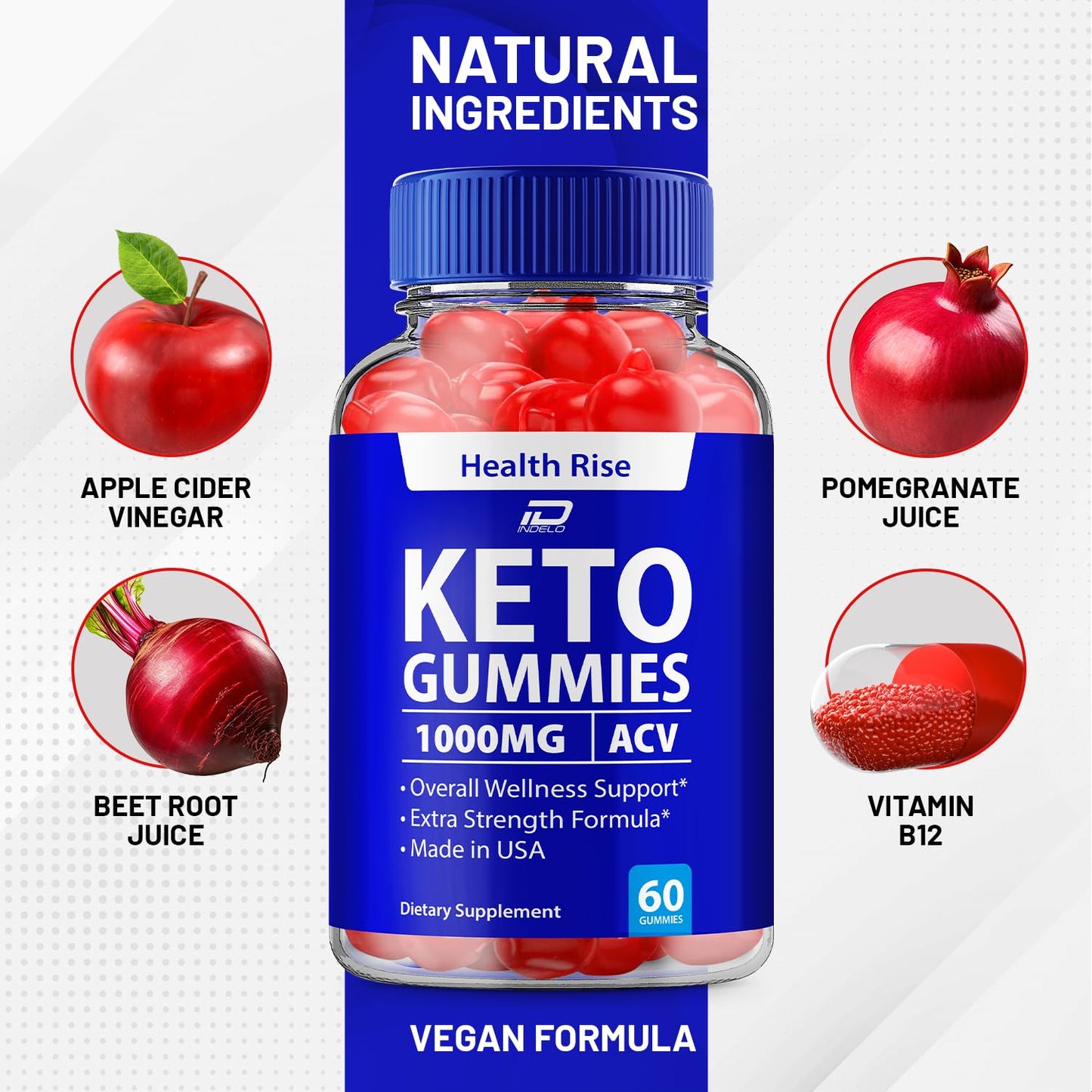Indelo Health Rise ACV Gummies 60 Gummies