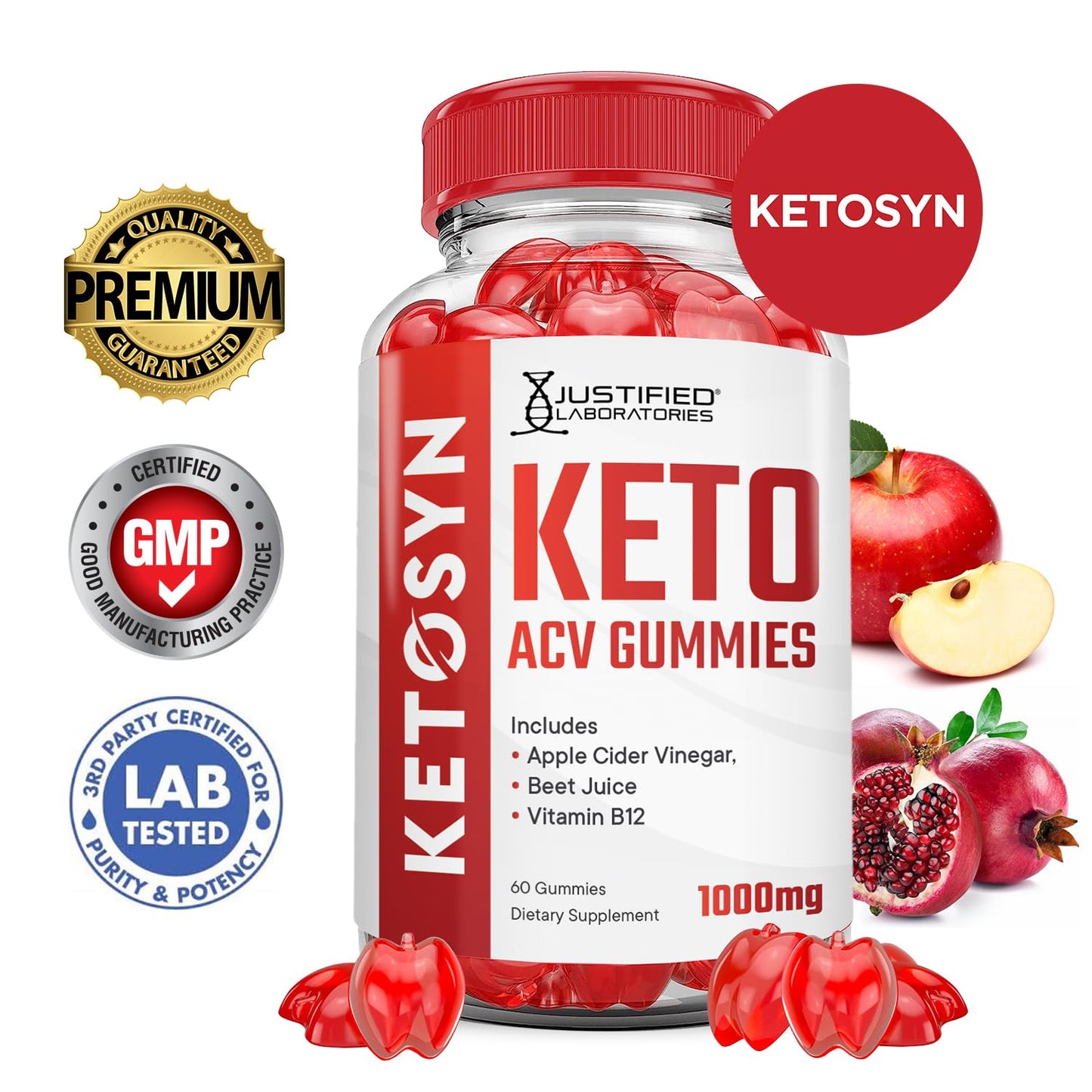 Justified Laboratories Ketosyn Keto ACV Gummies (1000 mg) 60 Count