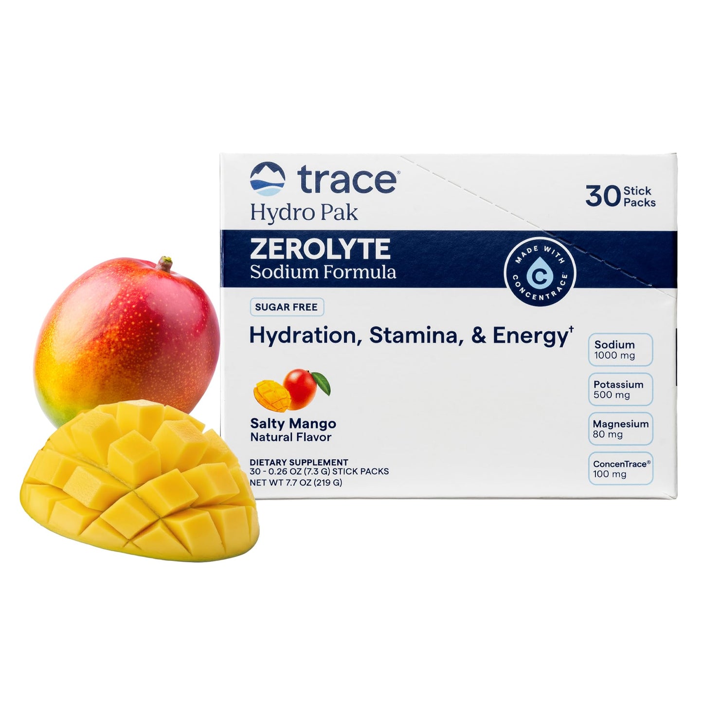 Trace Minerals ZEROLyte Salty Mango Electrolyte Powder Packets, 7.4 oz