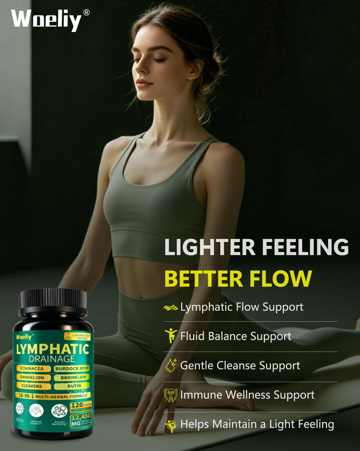 WOELIY Lymphatic Drainage Supplements 120 Capsules