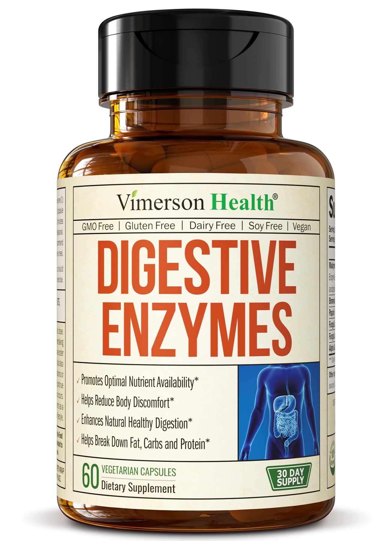 Vimerson Health Digestive Enzymes Probiotic Multi Enzyme (Enzimas Digestivas) with Makzyme-Pro Formula, 60 Capsules