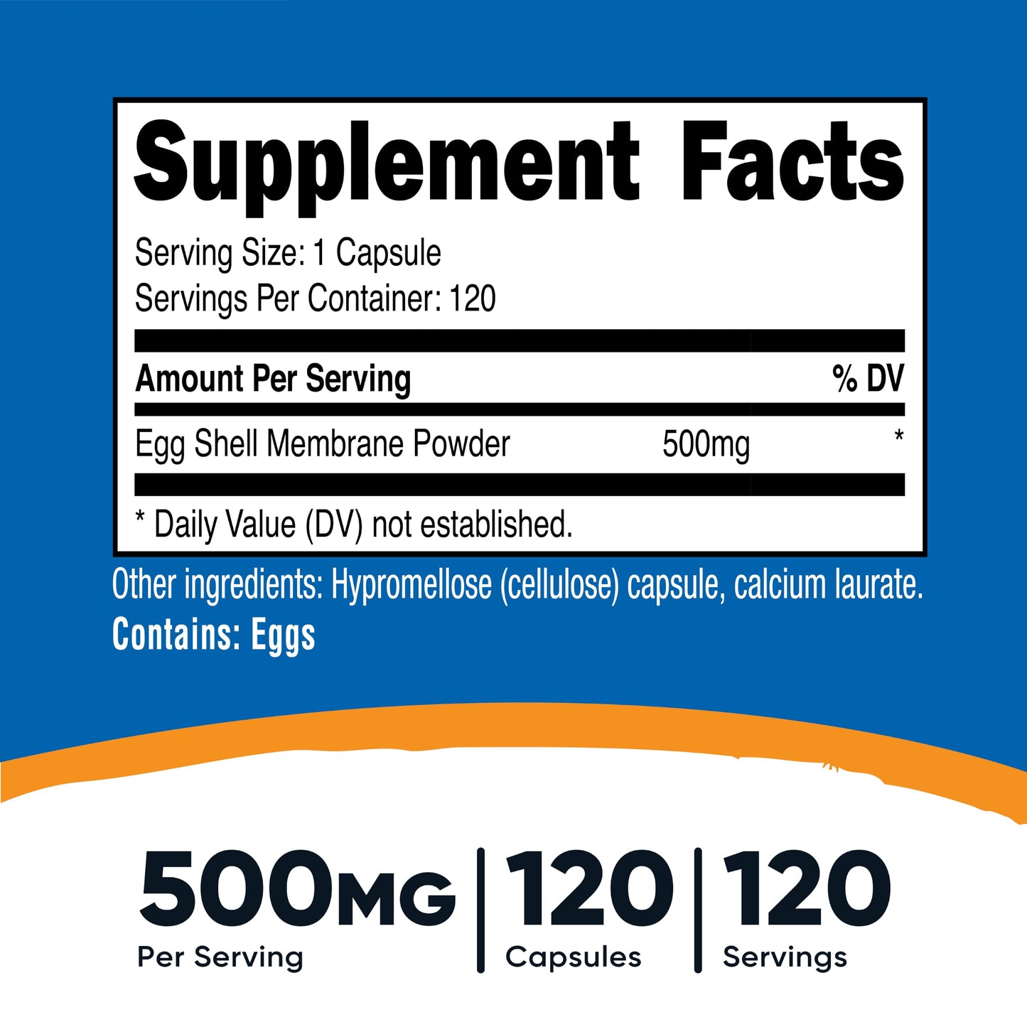 Nutricost Egg Shell Membrane 500mg Per Serving, 120 Capsules