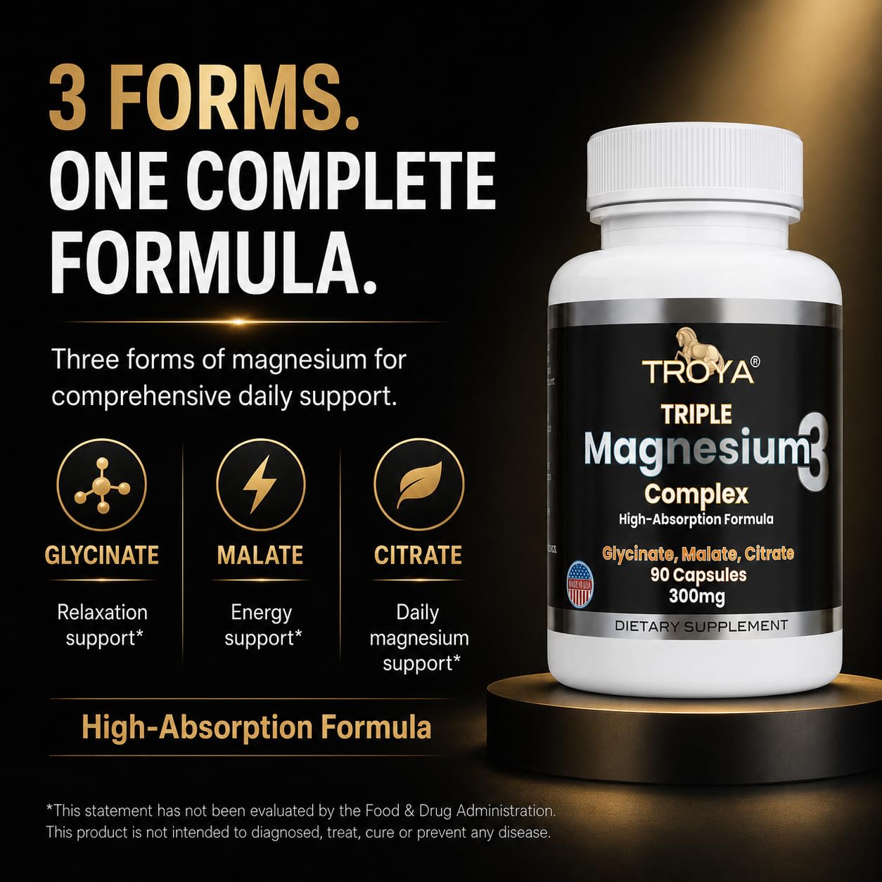 TROYA Triple Complex Magnesium Capsule, 90 Count
