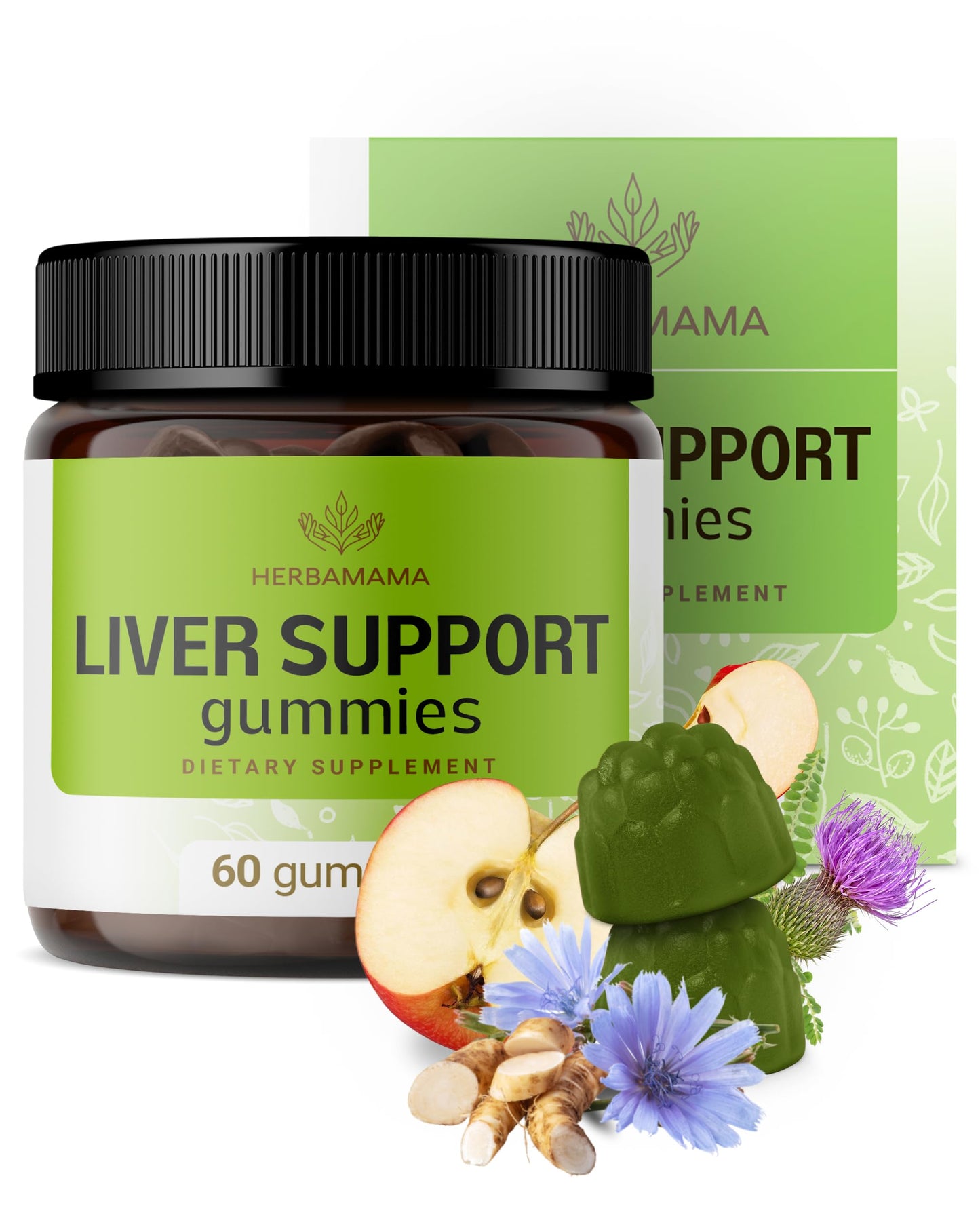 HERBAMAMA Liver Support Gummies 60 Count