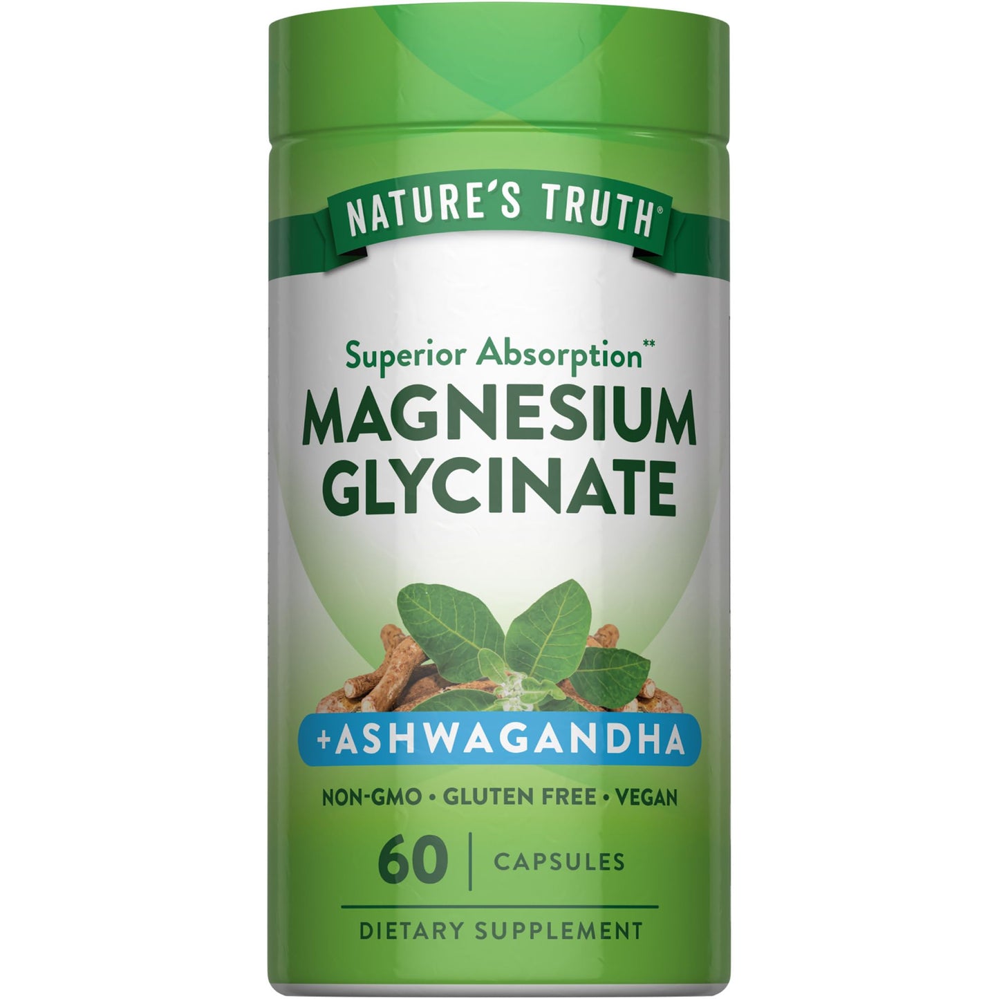 Nature's Truth Magnesium Glycinate with Ashwagandha Capsules, 60 Capsules