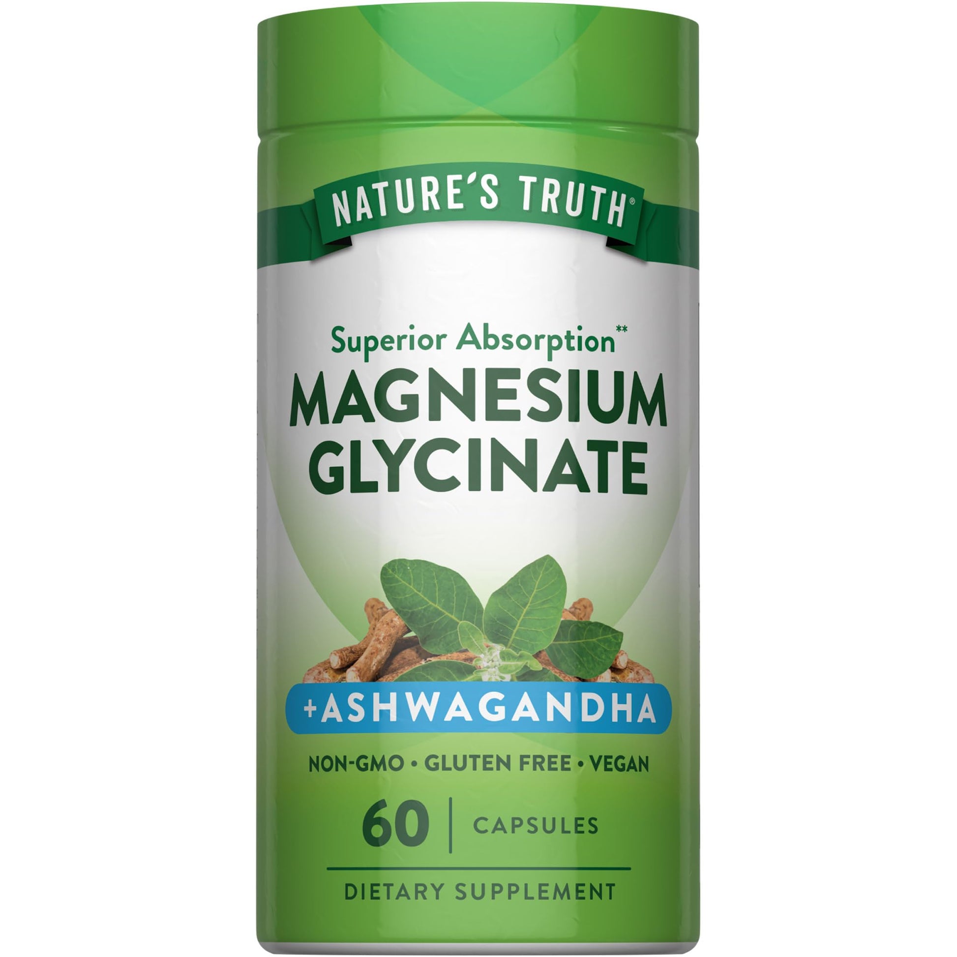Nature's Truth Magnesium Glycinate with Ashwagandha Capsules, 60 Capsules