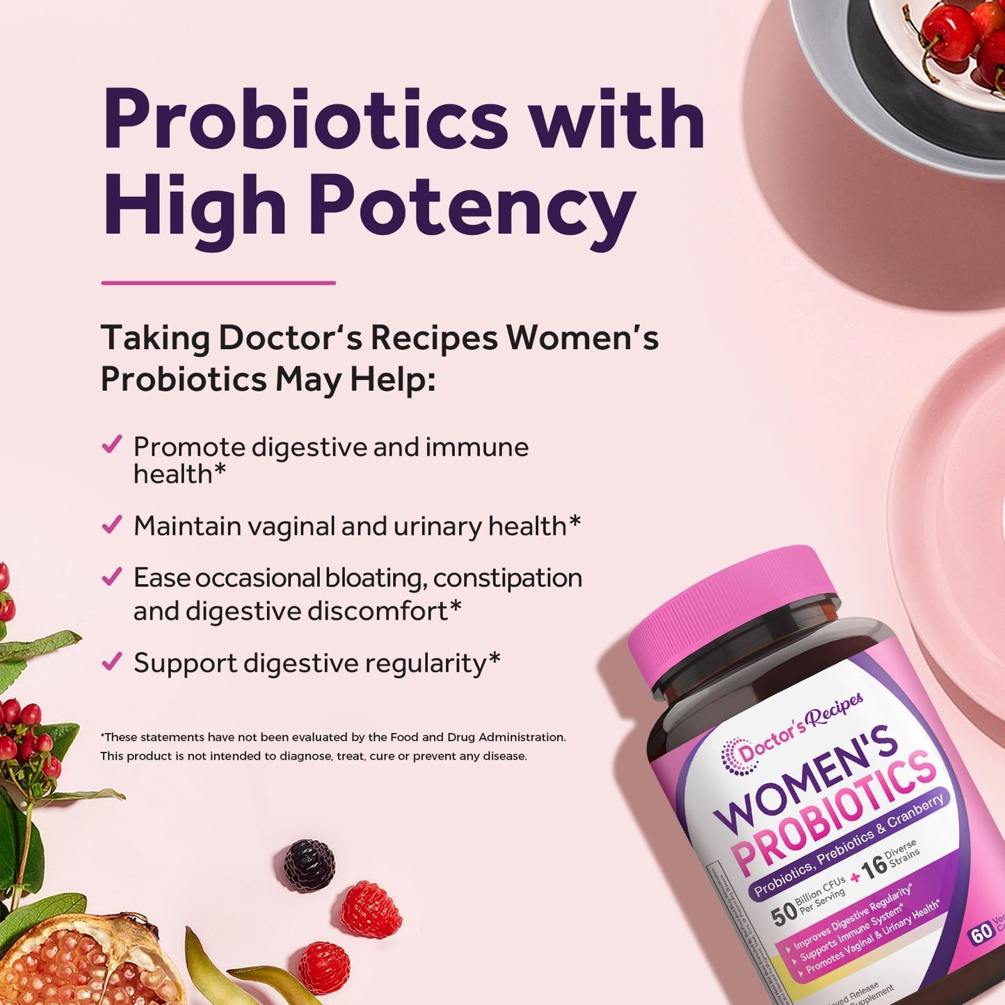 Doctor's Recipes Women's Probiotic Capsule, 60 Count