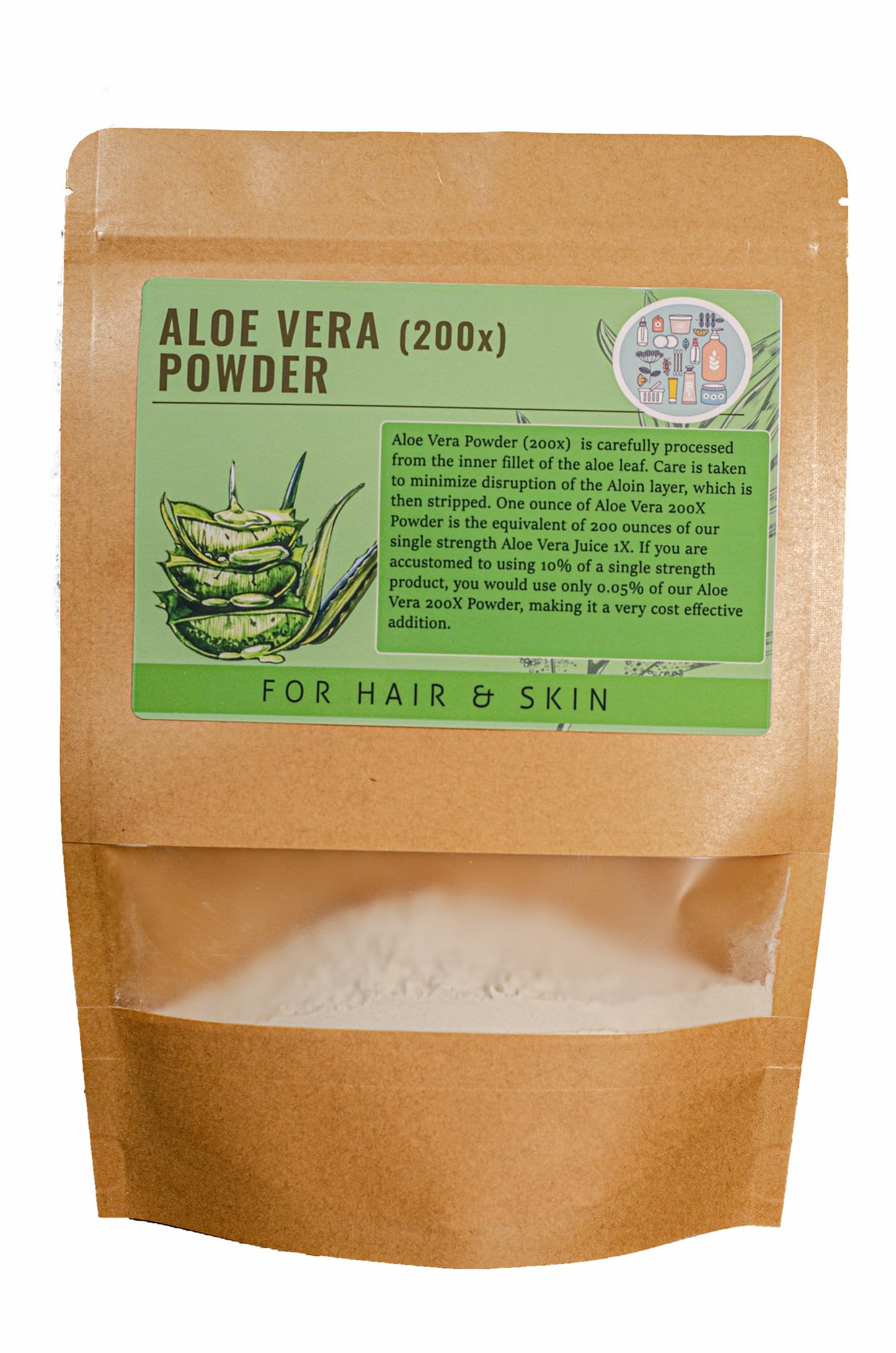 Generic Aloe Vera Gel Powder 200x Cosmetic Grade, 4 Ounces