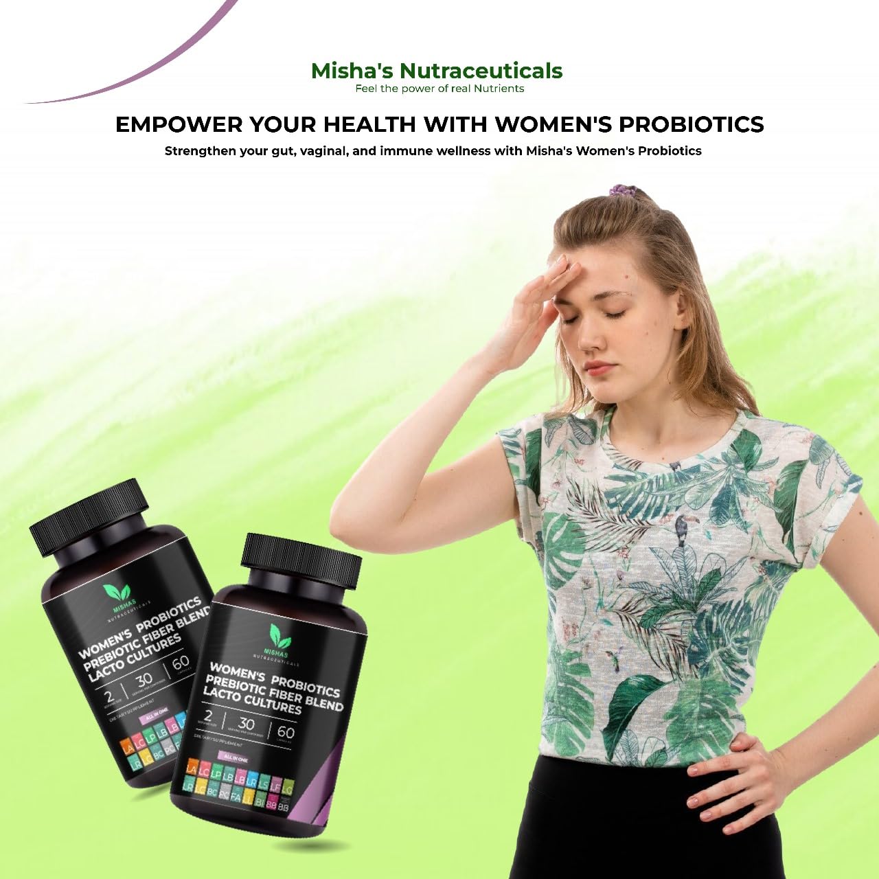 Mishas Probiotics for Women 50 Billion CFU - 16 Strains with Prebiotic, Capsules, 60 Count