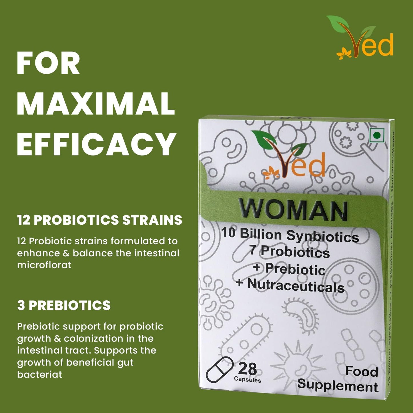 Ved Woman Probiotics and Prebiotics Capsules 28 Count
