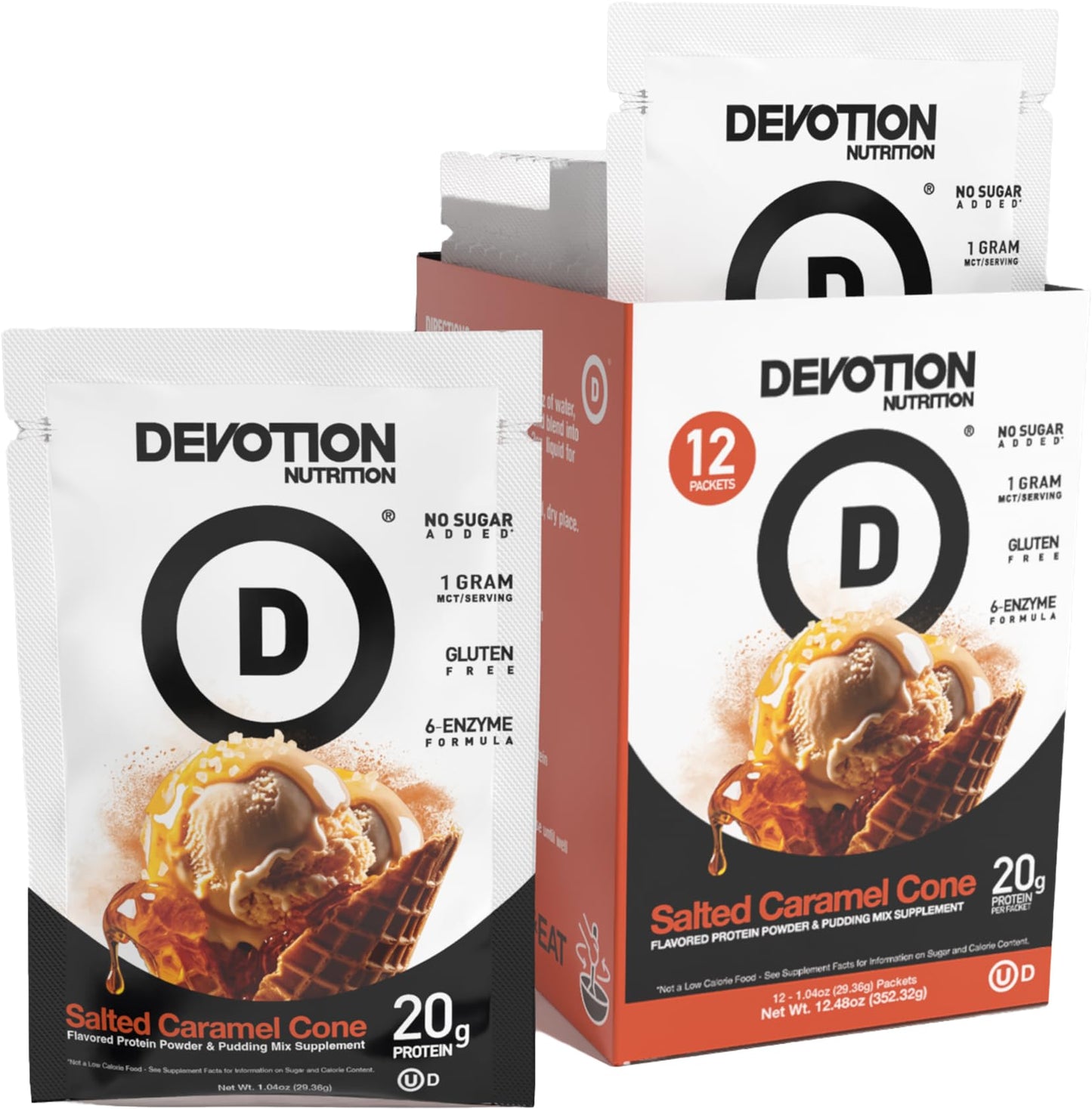 Devotion Nutrition Protein Powder Blend Salted Caramel Cone, 12 Packets