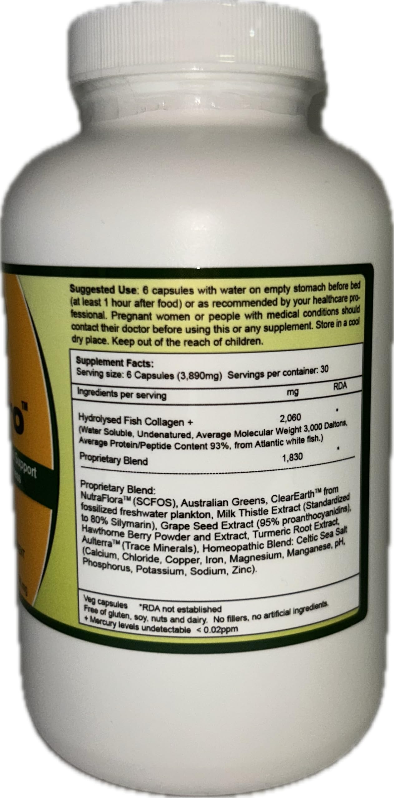 Get Healthy Again GI Pro Marine Collagen Nutritional Gastrointestinal Health Formula 180 Capsules