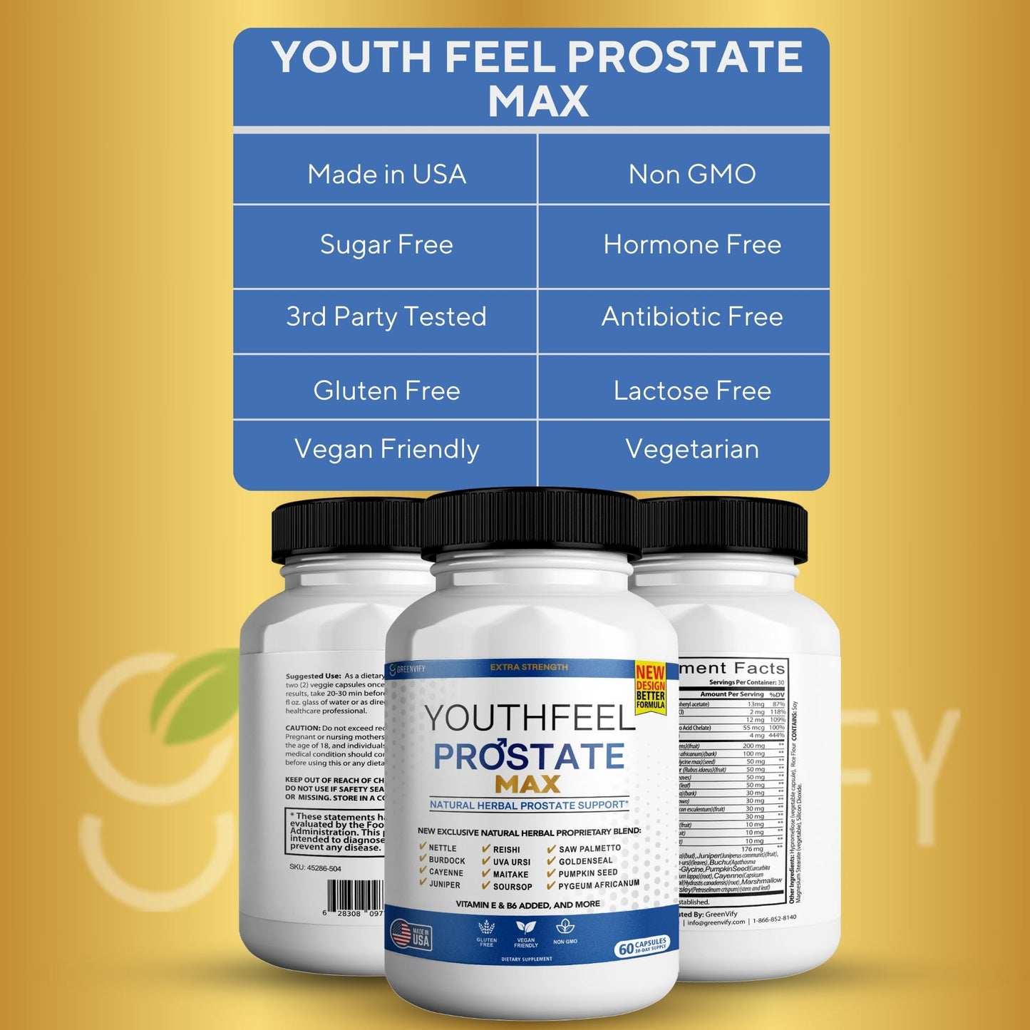 GREENVIFY Youthfeel Prostate Max Natural Herbal Support Supplement 60 Capsules