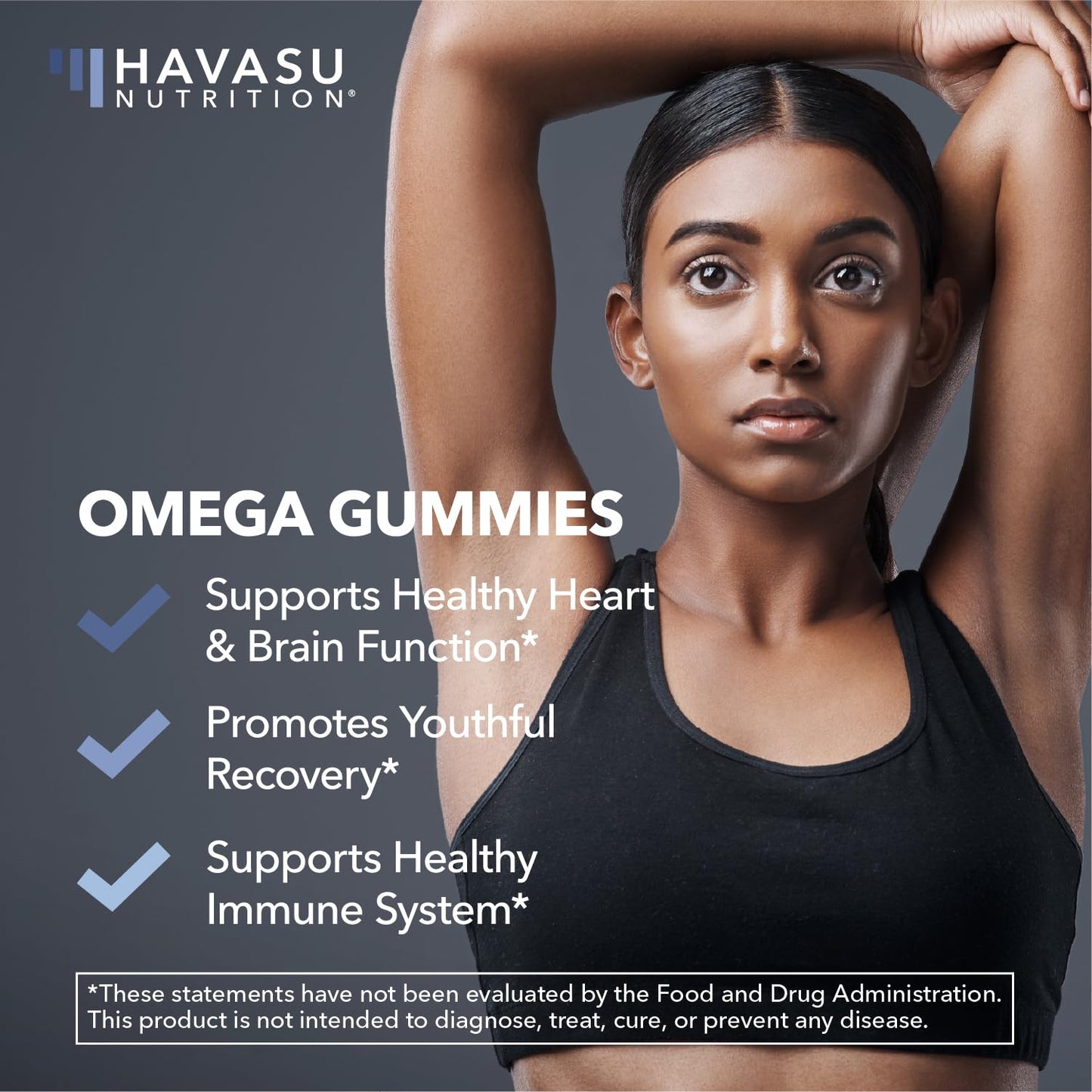 HAVASU NUTRITION Omega-3-6-9 + DHA Gummies for Adults, Plant-Based Fish Oil Alternative with Chia Seed Oil and Algae, Lemon and Orange Flavors, Vegetarian Friendly, 60 Gummies
