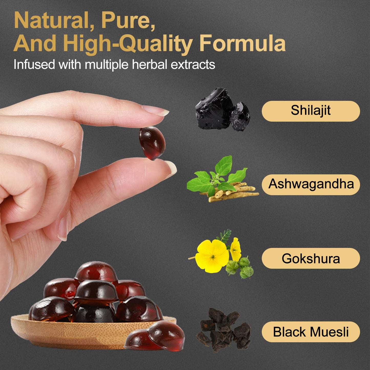 Blumskin Shilajit Gummies for Men & Women, Fulvic Trace Minerals Micronutrient Supplement for Energy & Wellness, No Added Sugar Non-GMO 100% Natural Organic, 80 Gummies