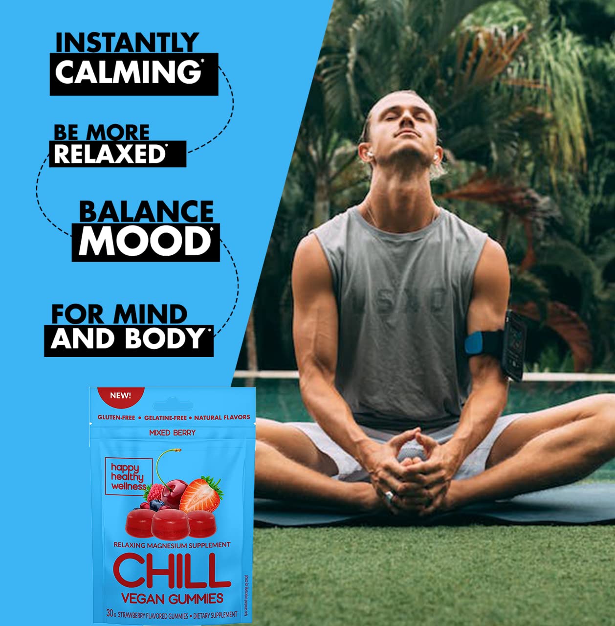 Happy Healthy Wellness Chill Magnesium Gummies, 30 Count