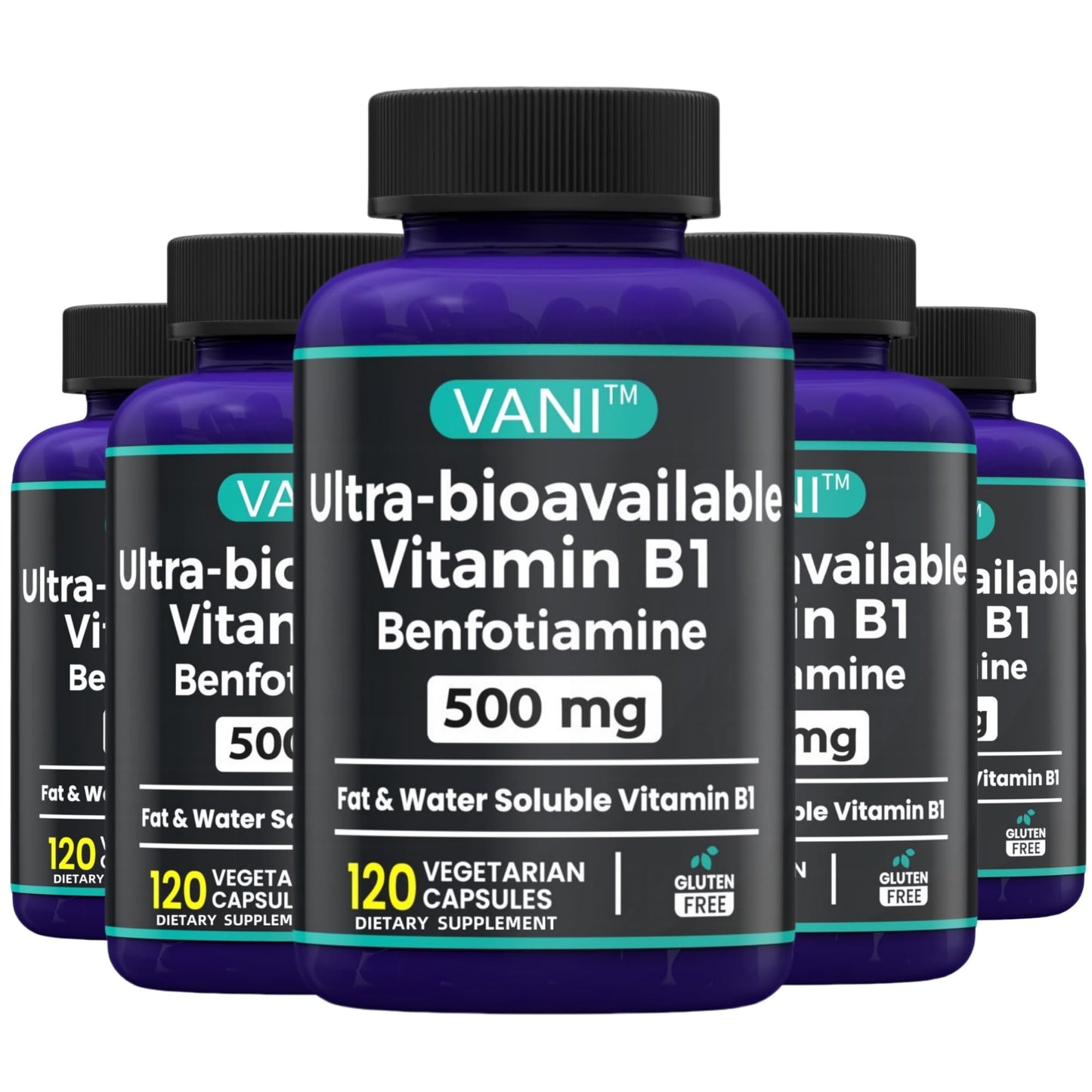 VANI Vitamin B1 with Benfotiamine 500mg Capsule, 120 Count