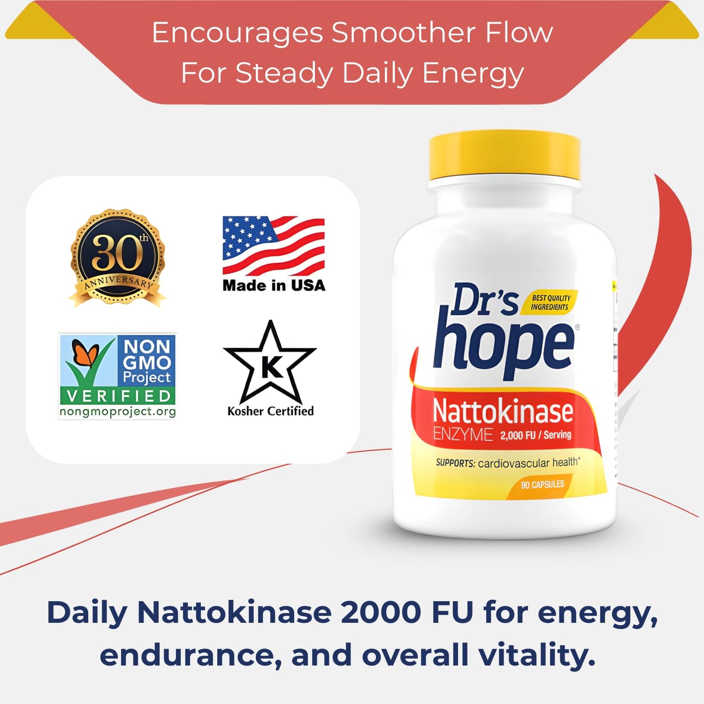 Dr’s Hope Nattokinase Supplement 2000 FU Capsules 90 Count