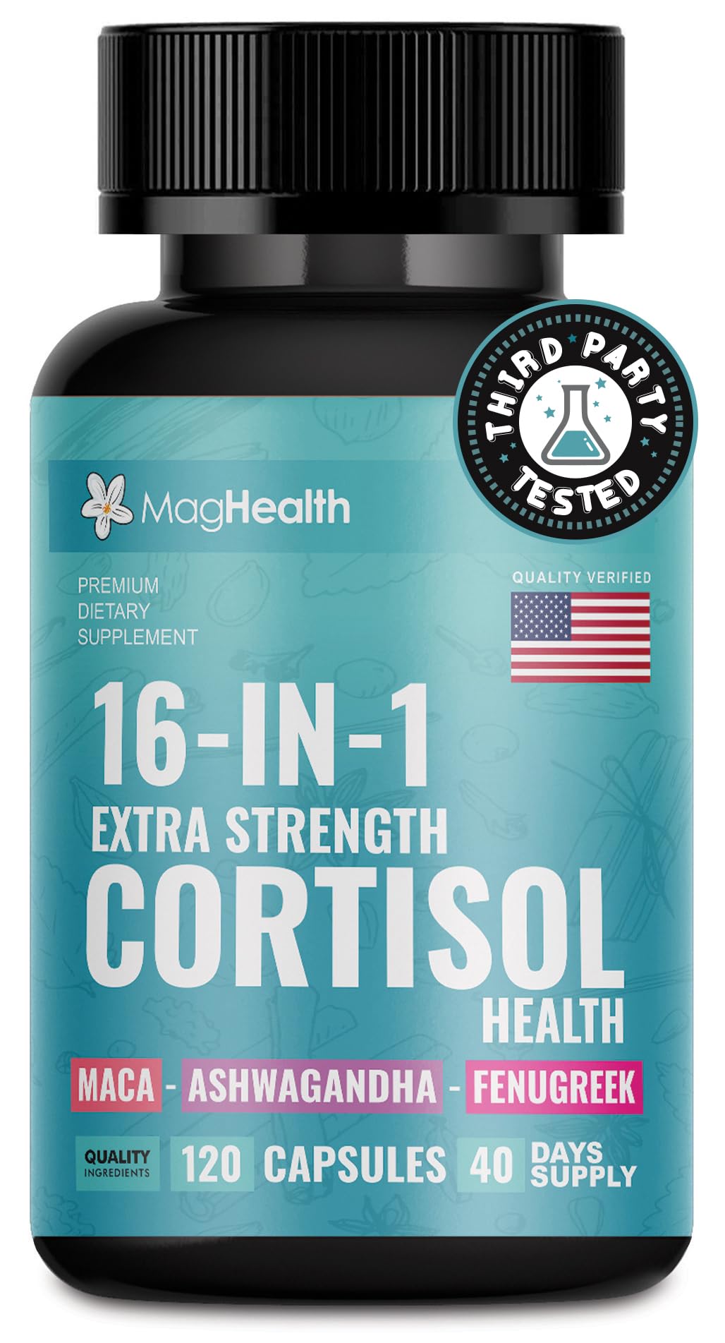 MagHealth Cortisol Complex 16-in-1 Supplement for Women & Men 120 Capsules