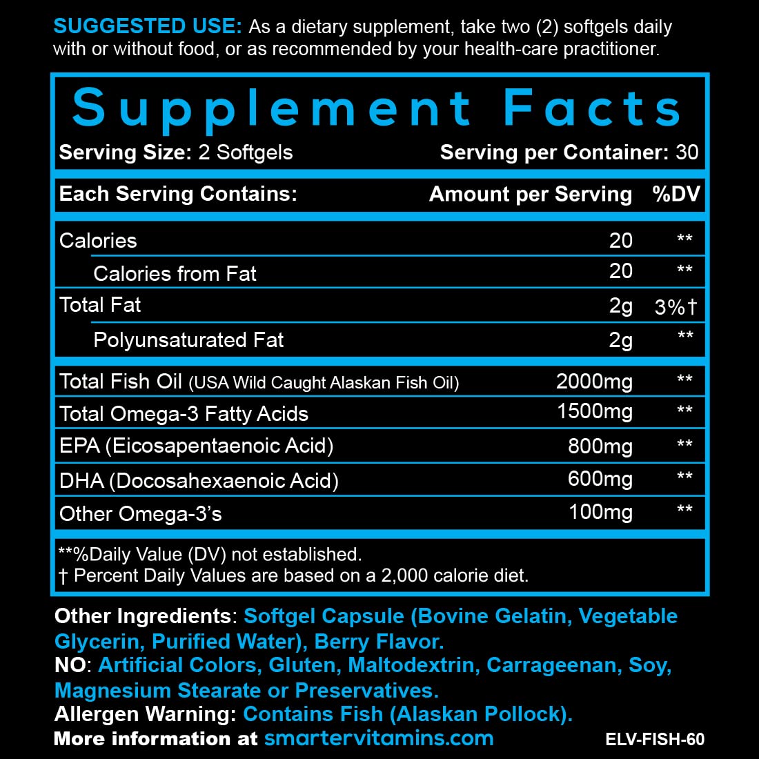SmarterVitamins Omega 3 Fish Oil Softgels 120 Count