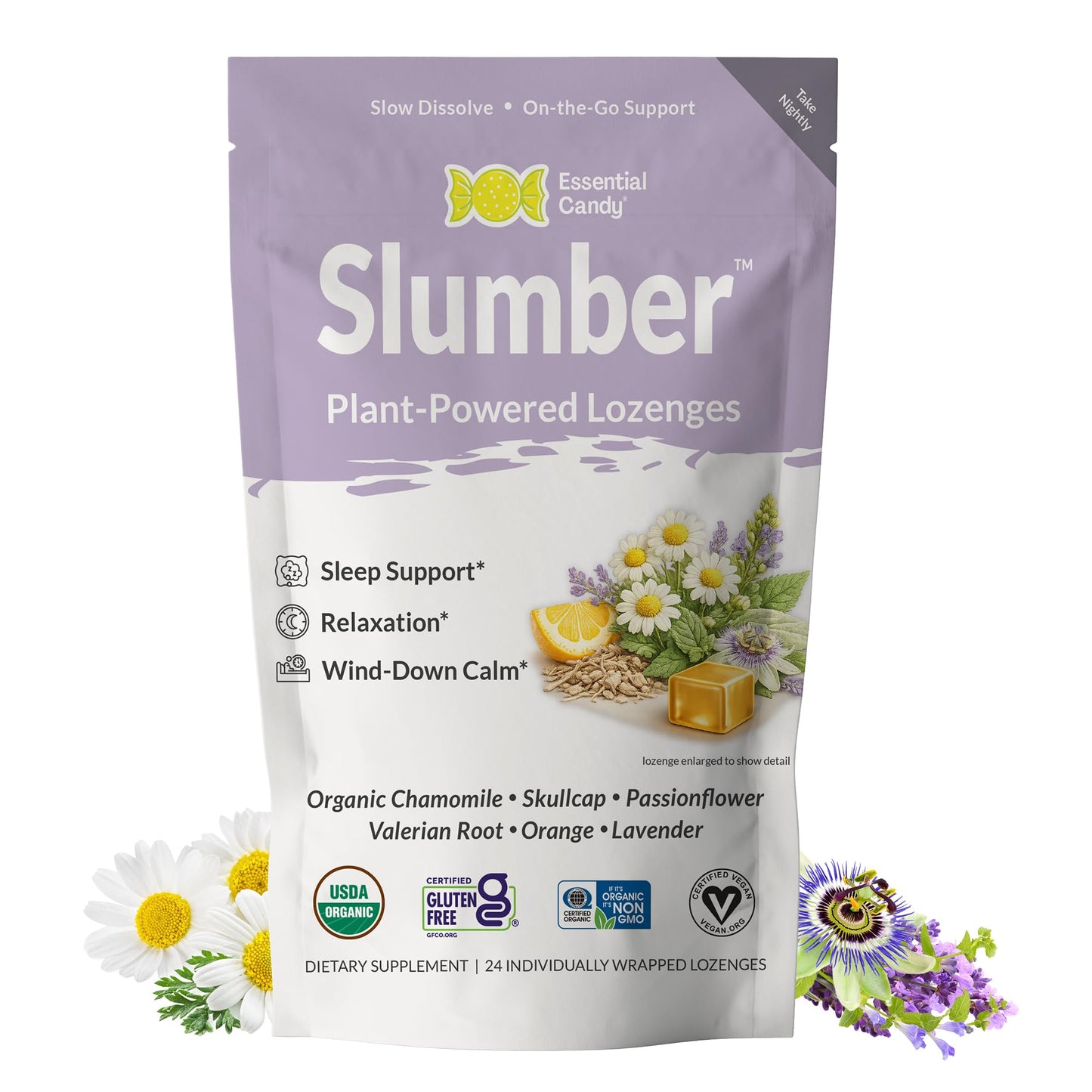 Essential Candy Slumber Blend Organic Lozenges 24 Count