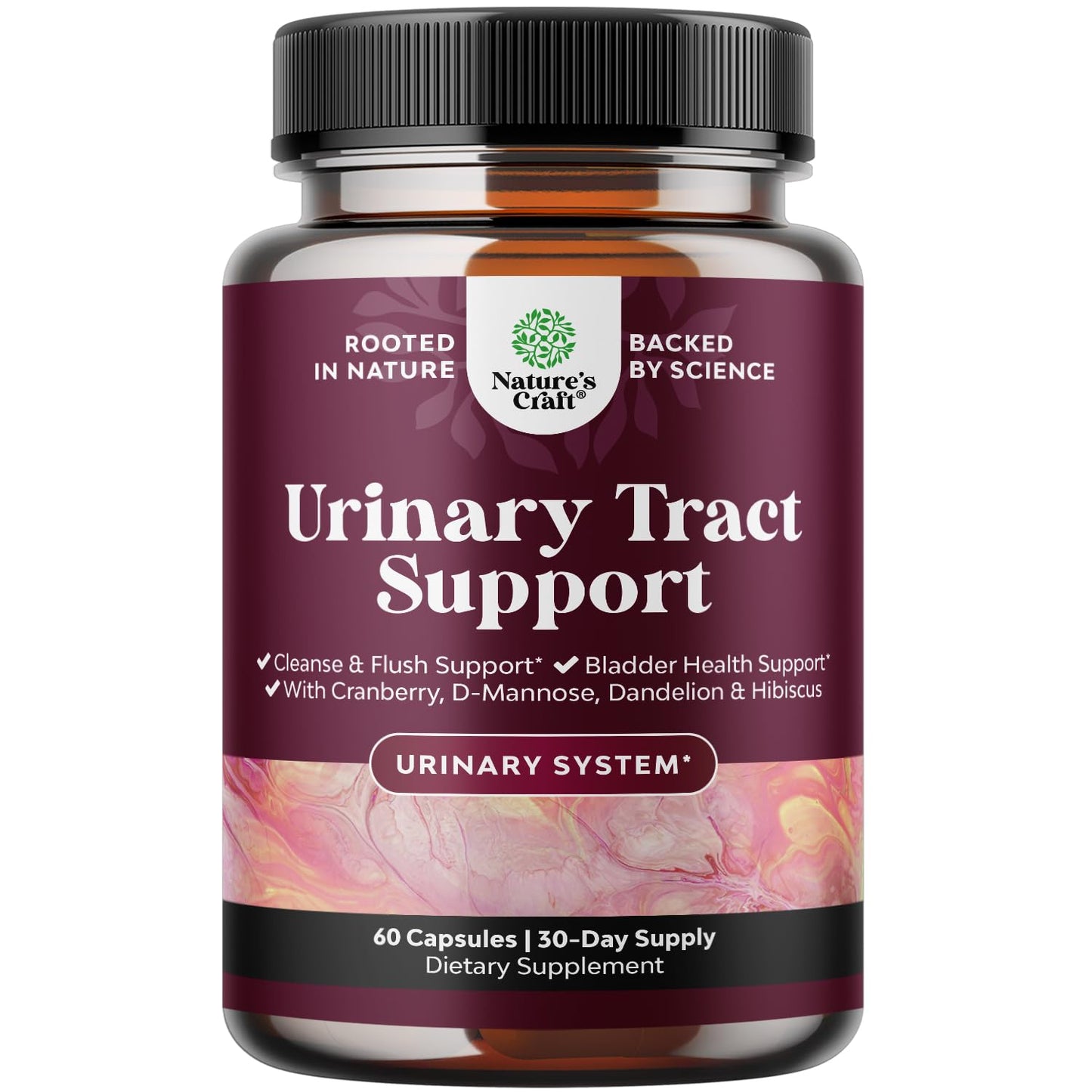 Natures Craft D Mannose Capsules for Urinary Tract Health - High Potency D-Mannose with Cranberry Juice Powder & Dandelion, for Women, 60 Capsules