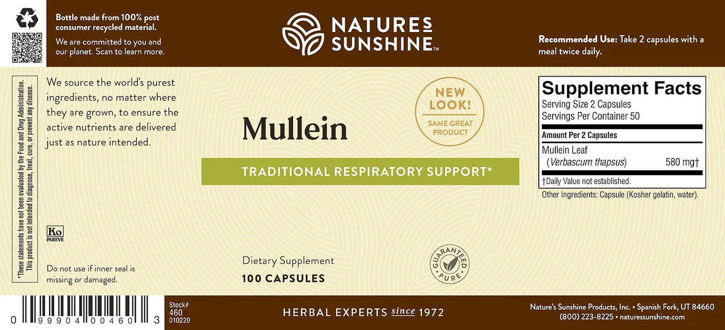 Nature's Sunshine Mullein Capsules 100