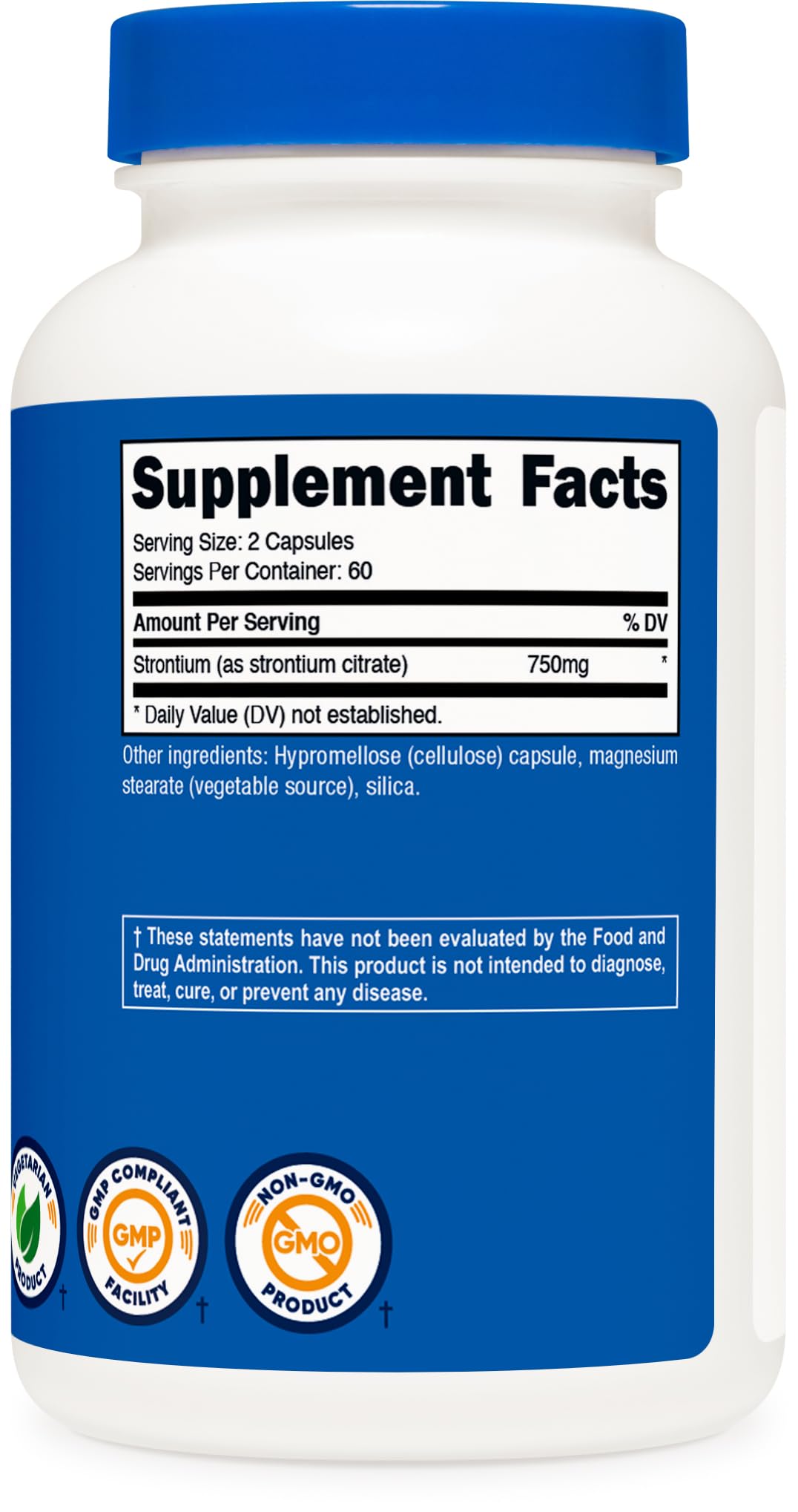 Nutricost Strontium 750mg Capsules, 120 Count