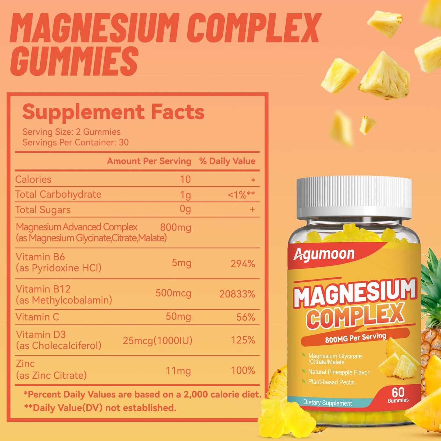 Agumoon Magnesium Complex Gummies, 60 Count