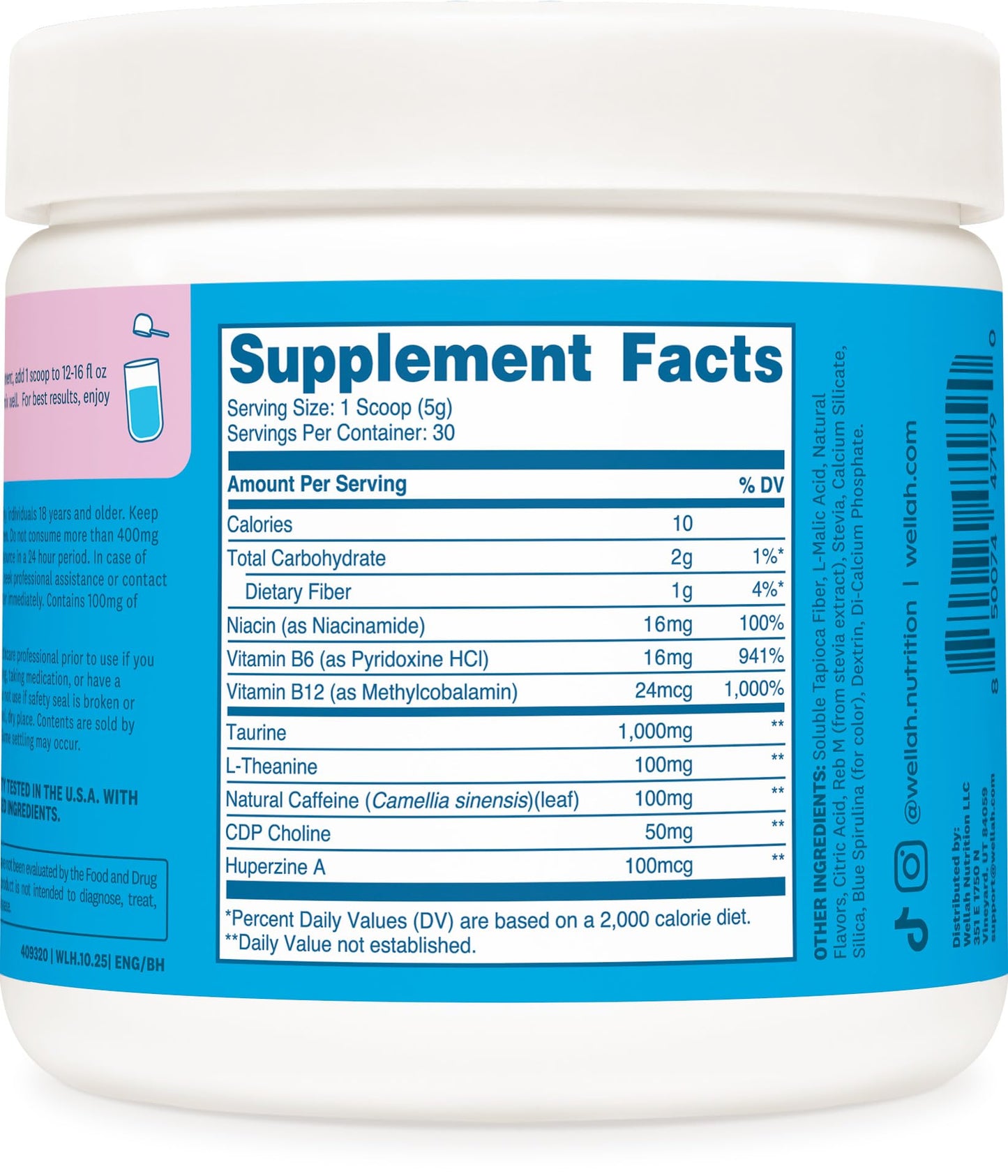 Wellah Energy Powder (Blue Hawaii) 5.8 oz