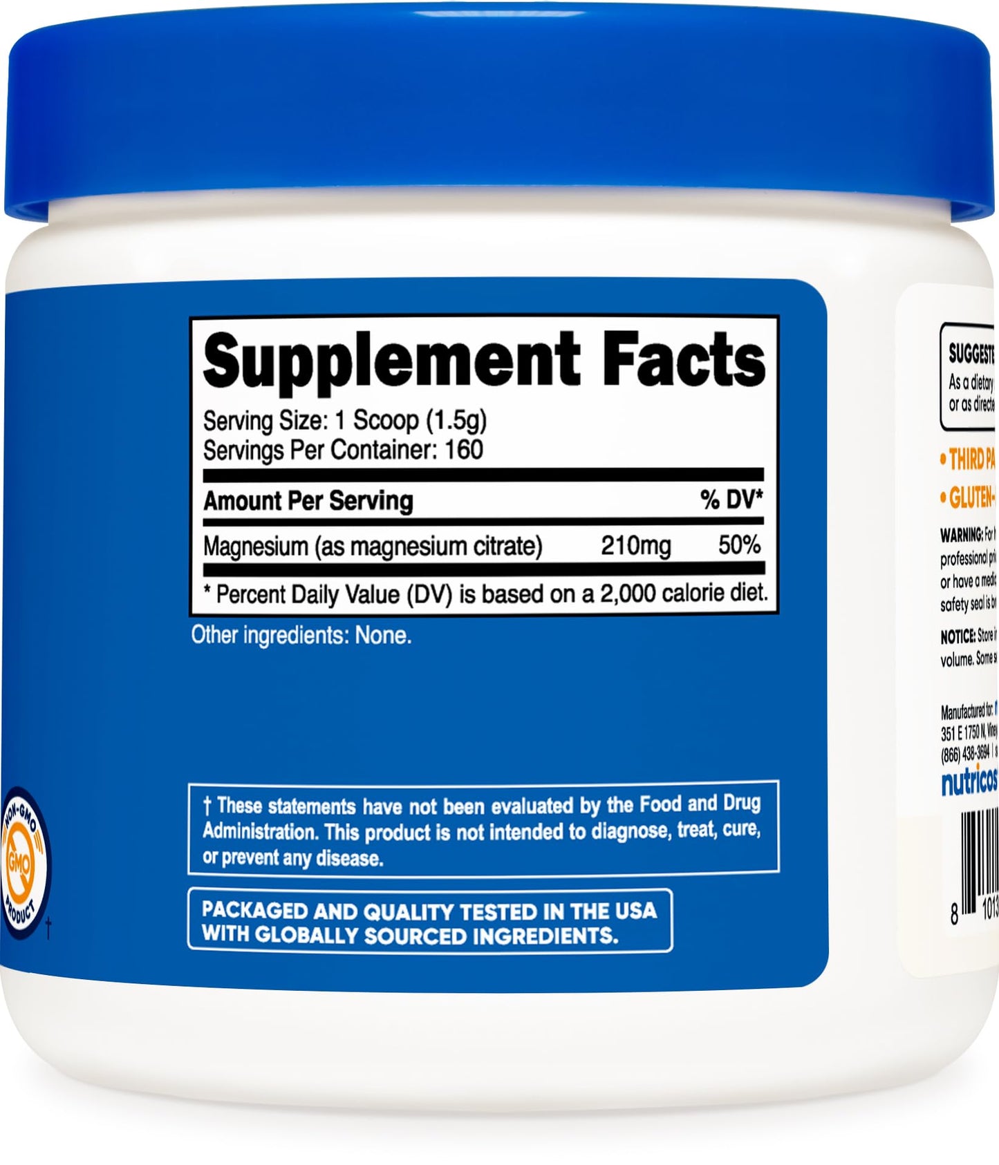 Nutricost Magnesium Citrate Powder, 17.64 Ounce